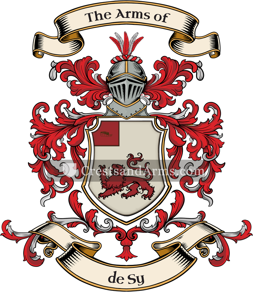 The de Sy coat of arms, drawn from the recorded blazon