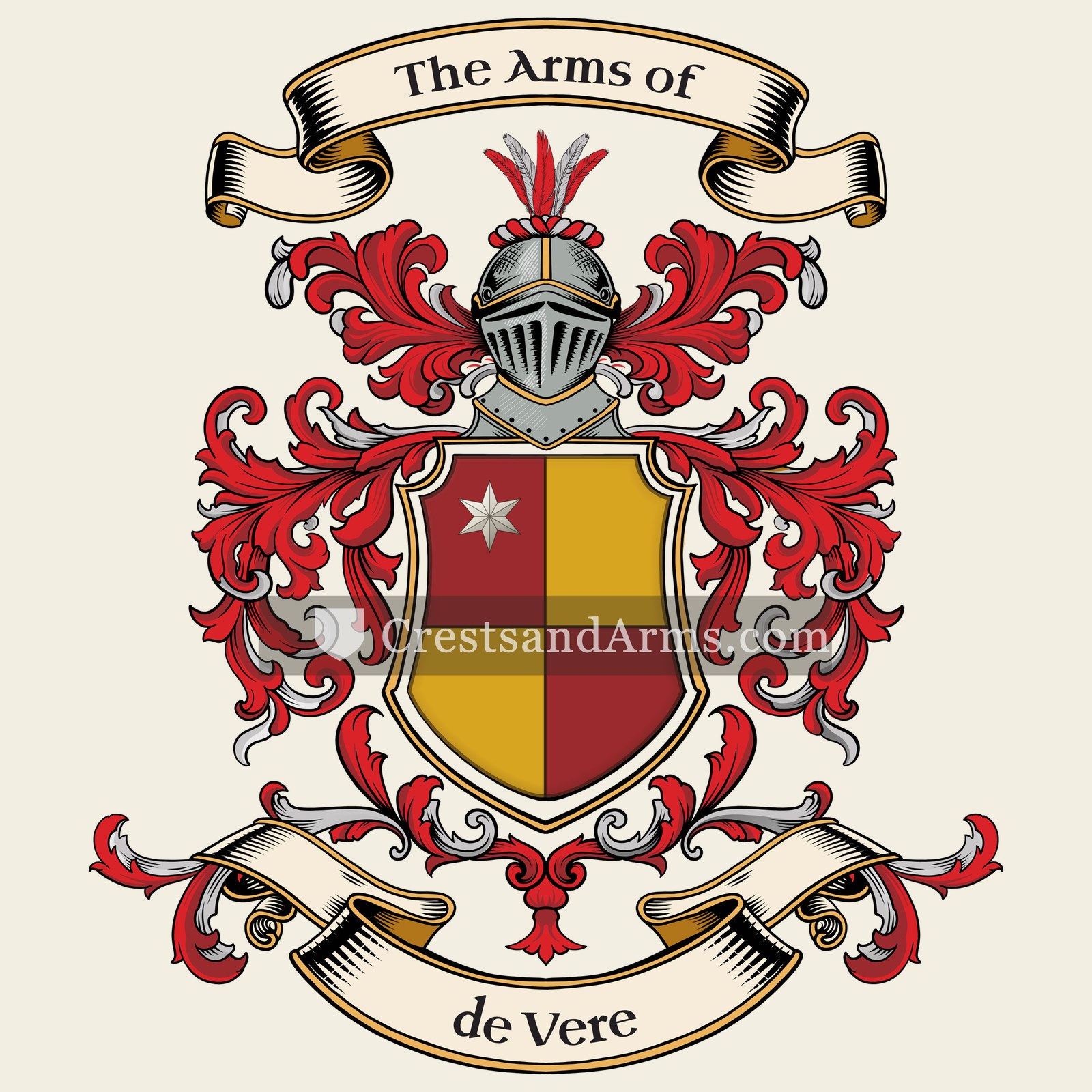 The de Vere coat of arms, drawn from the recorded blazon