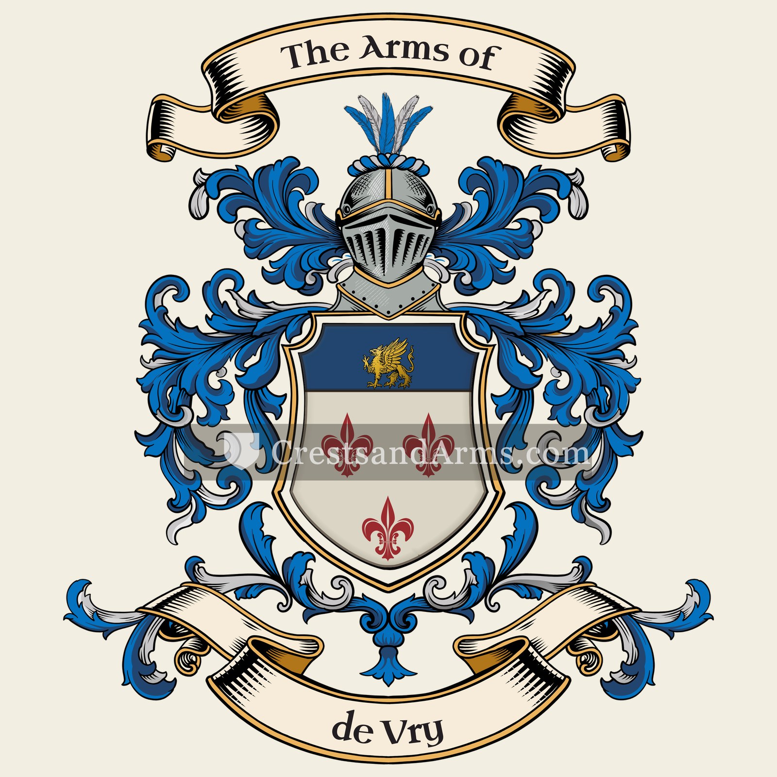 The de Vry coat of arms, drawn from the recorded blazon