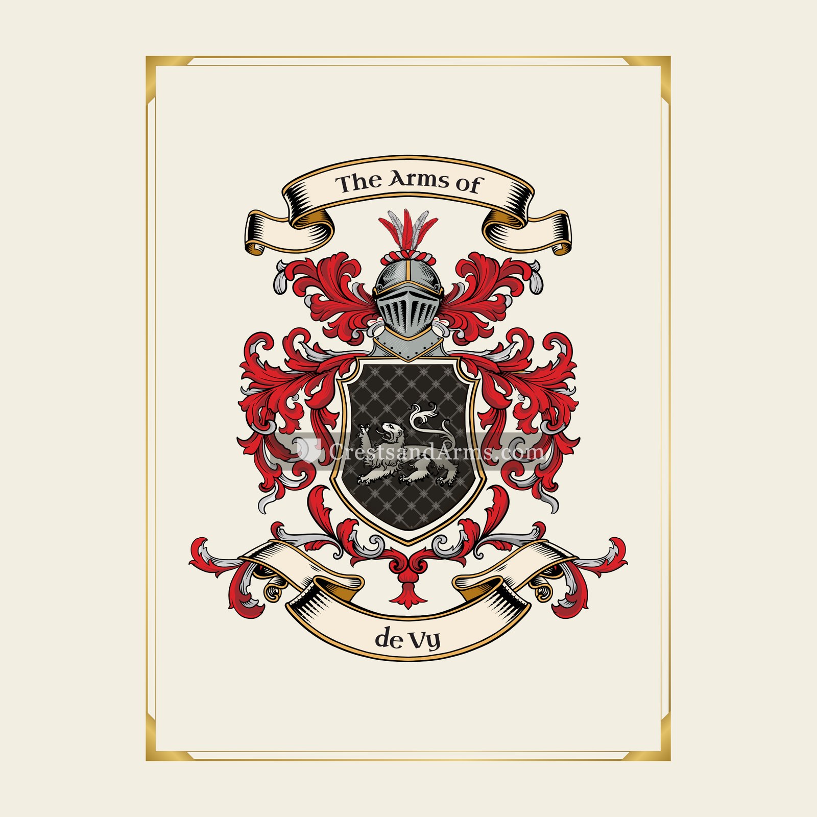 With gold border