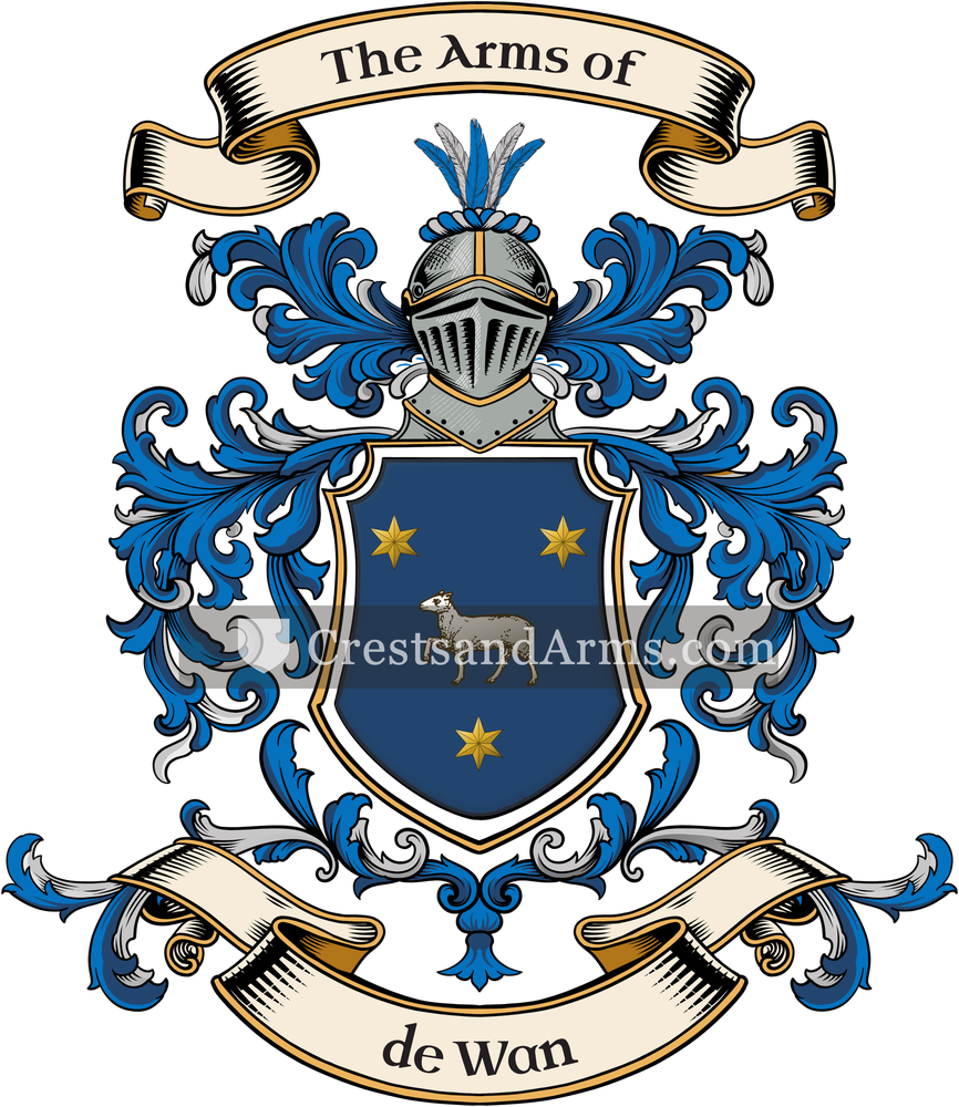 The de Wan coat of arms, drawn from the recorded blazon
