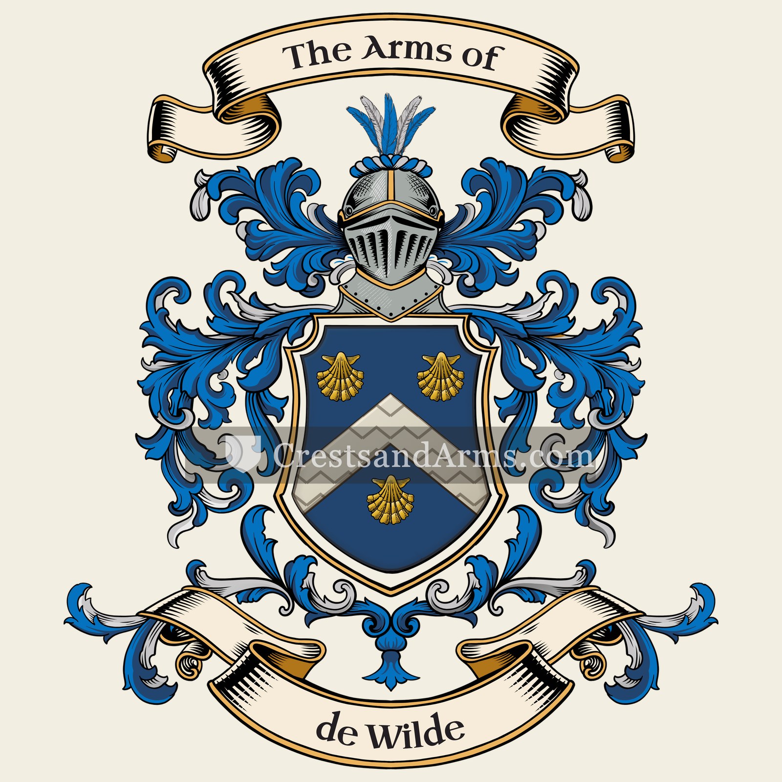 The de Wilde coat of arms, drawn from the recorded blazon