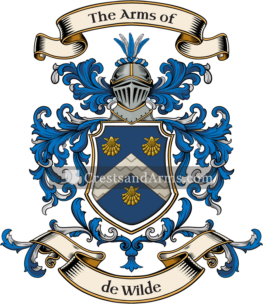 The de Wilde coat of arms, drawn from the recorded blazon