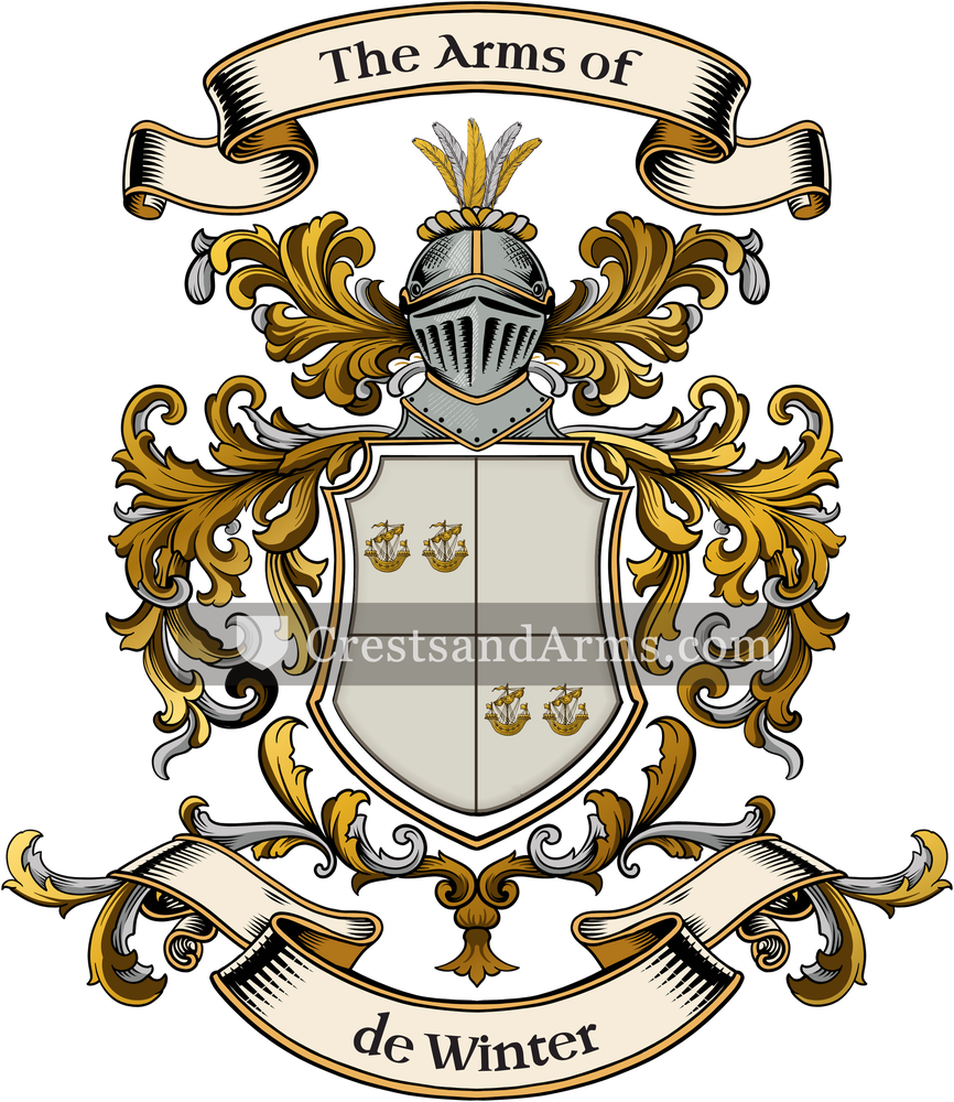 The de Winter coat of arms, drawn from the recorded blazon
