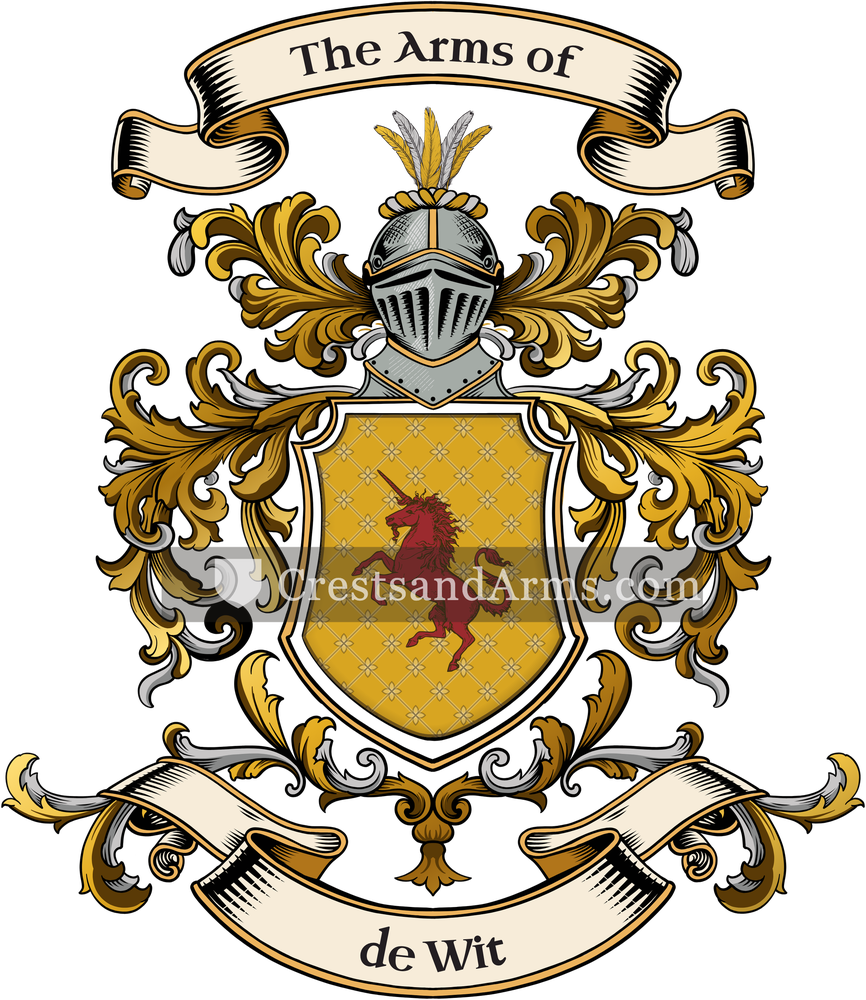 The de Wit coat of arms, drawn from the recorded blazon