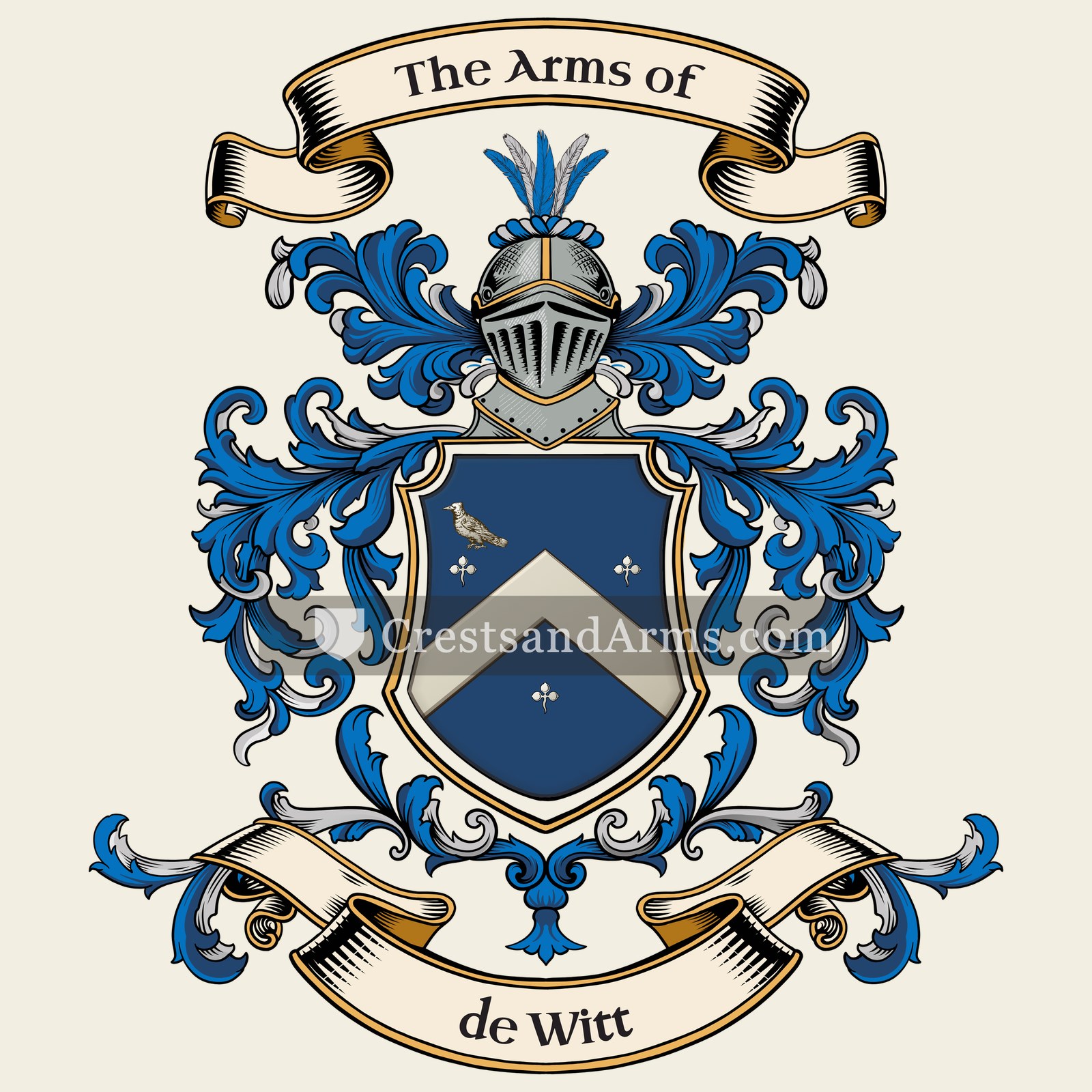 The de Witt coat of arms, drawn from the recorded blazon