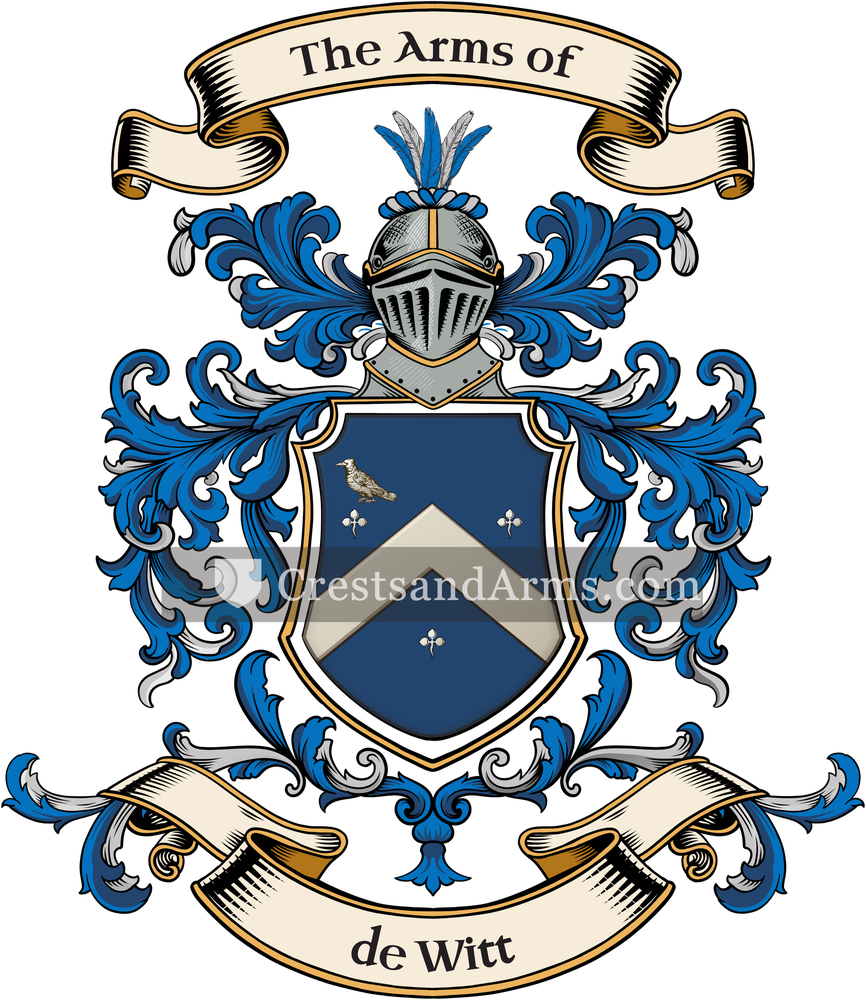 The de Witt coat of arms, drawn from the recorded blazon