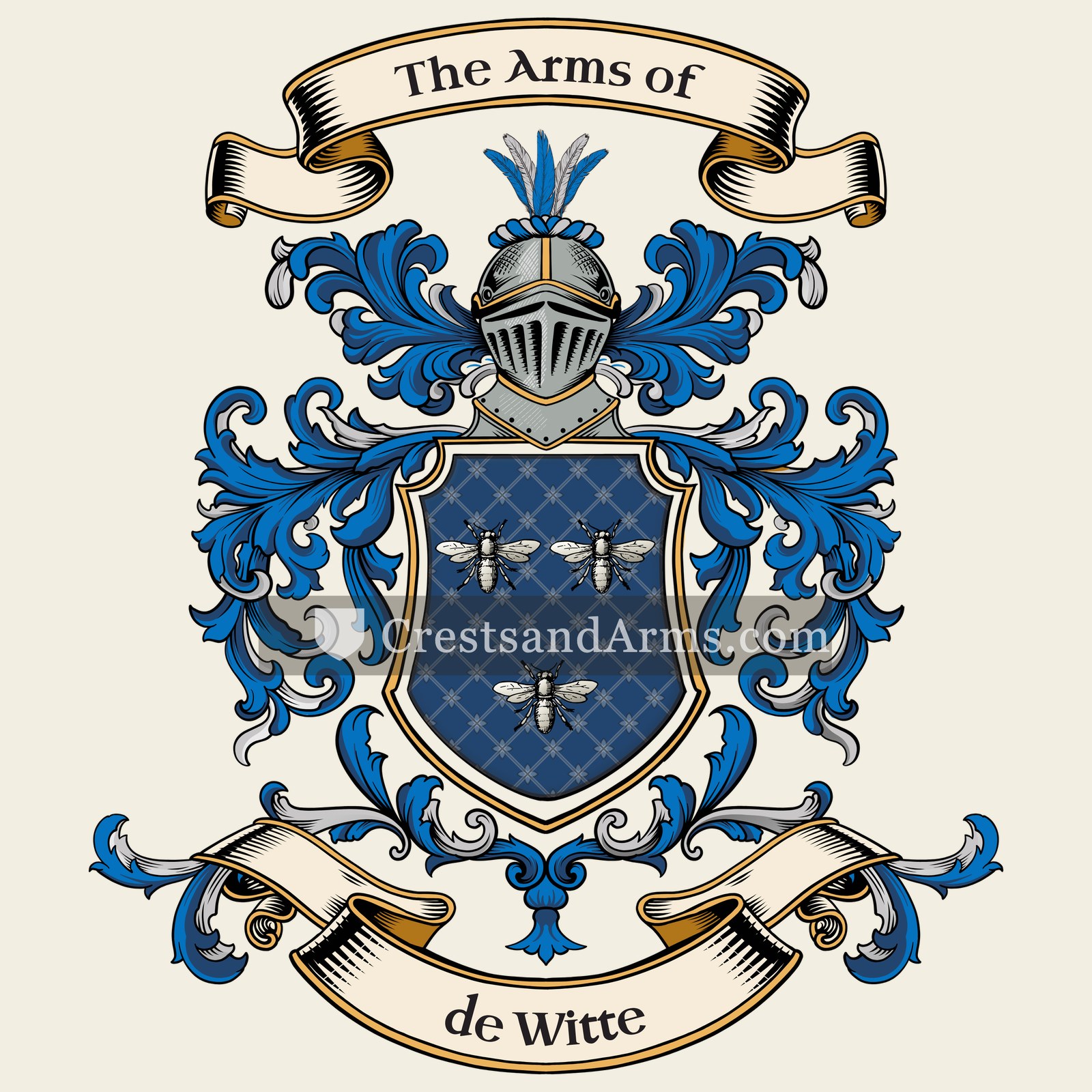 The de Witte coat of arms, drawn from the recorded blazon