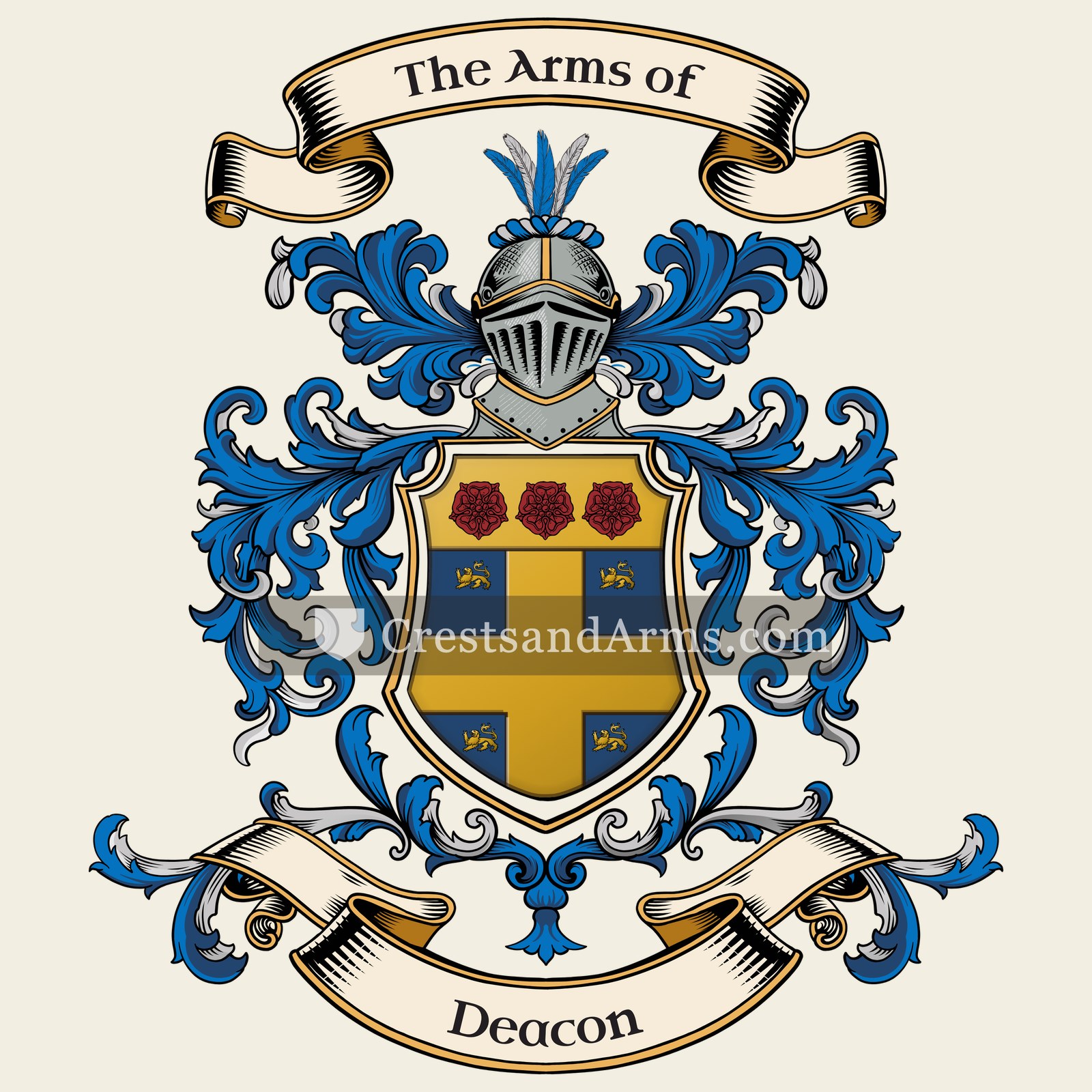 The Deacon coat of arms, drawn from the recorded blazon