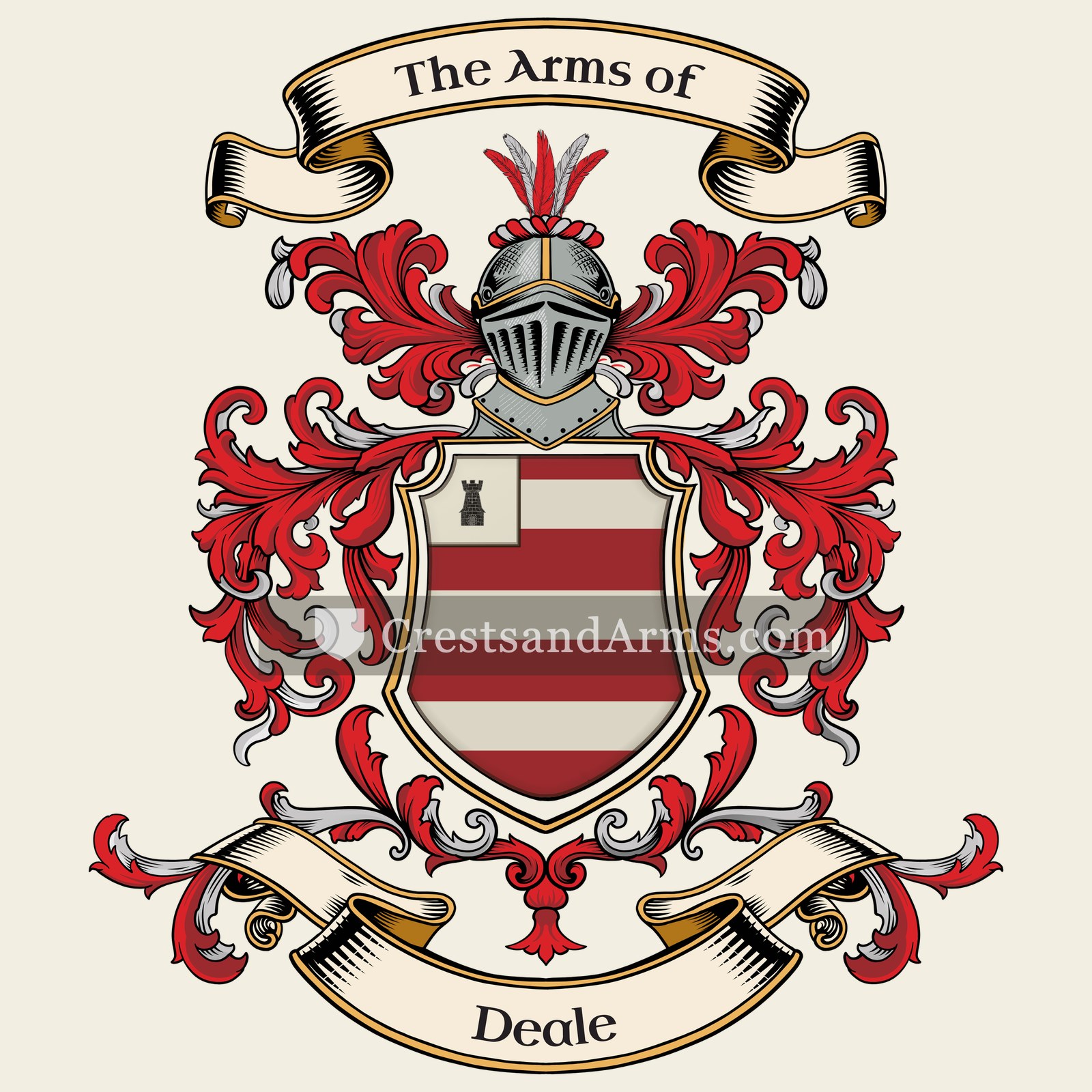 The Deale coat of arms, drawn from the recorded blazon