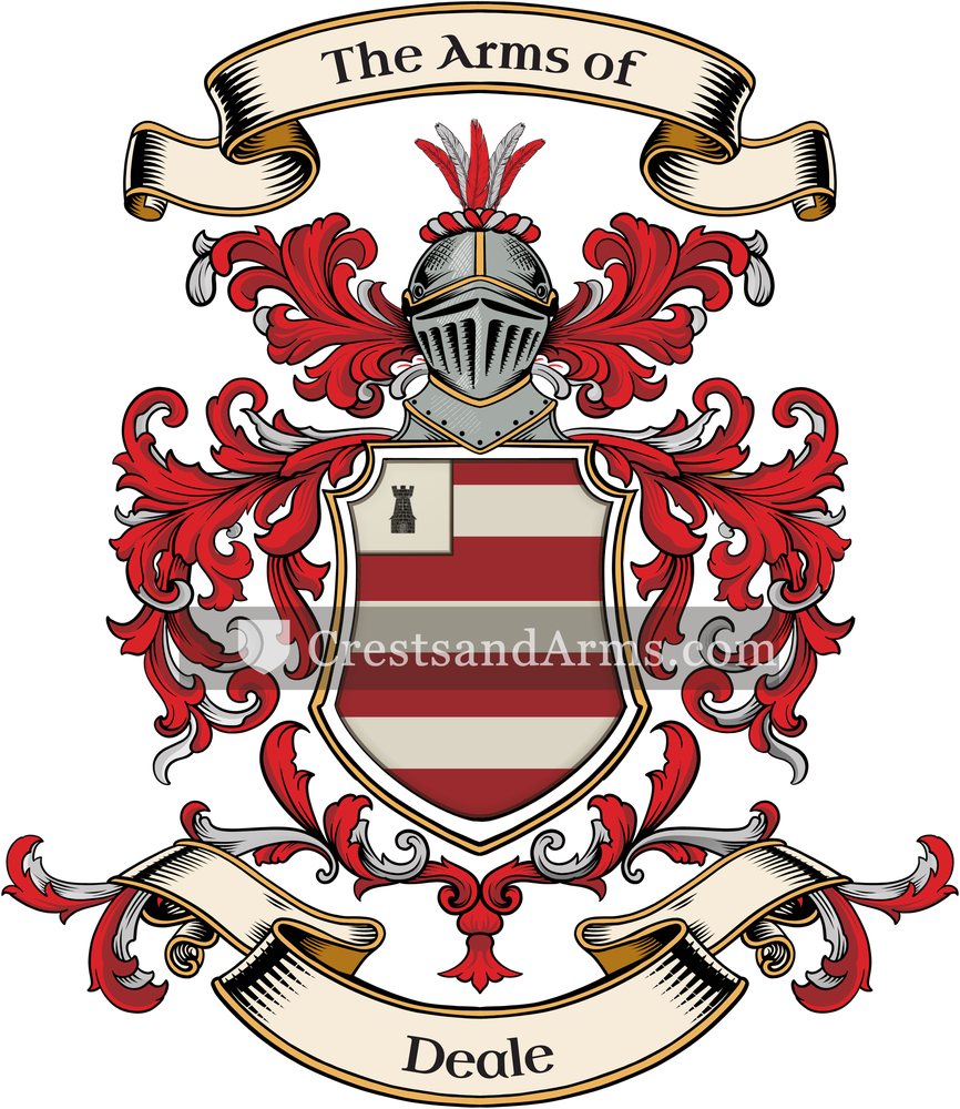 The Deale coat of arms, drawn from the recorded blazon