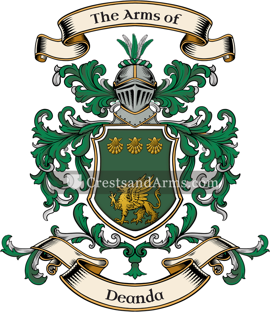 The Deanda coat of arms, drawn from the recorded blazon