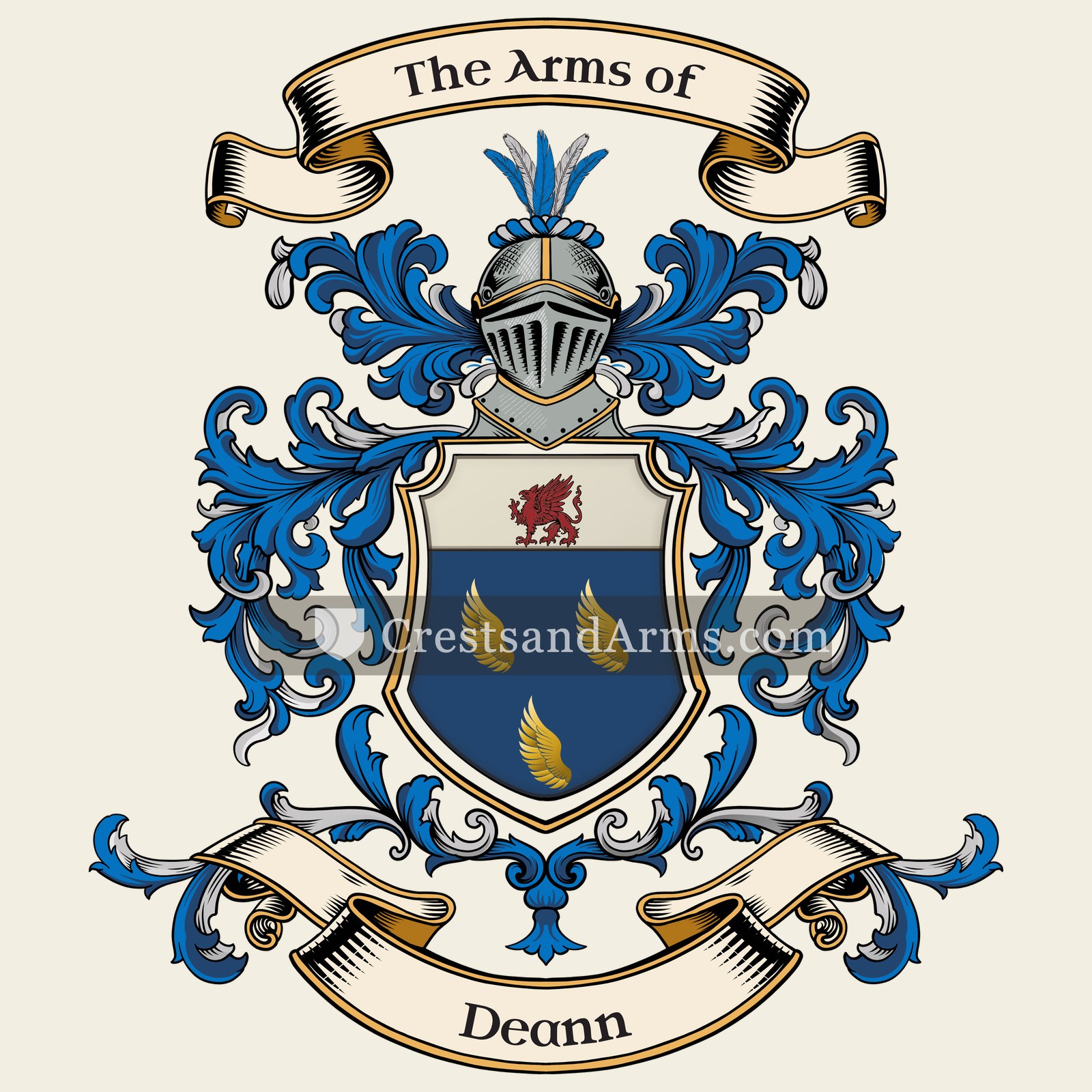 The Deann coat of arms, drawn from the recorded blazon