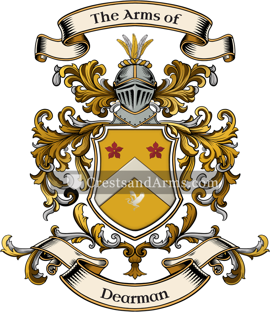 The Dearman coat of arms, drawn from the recorded blazon