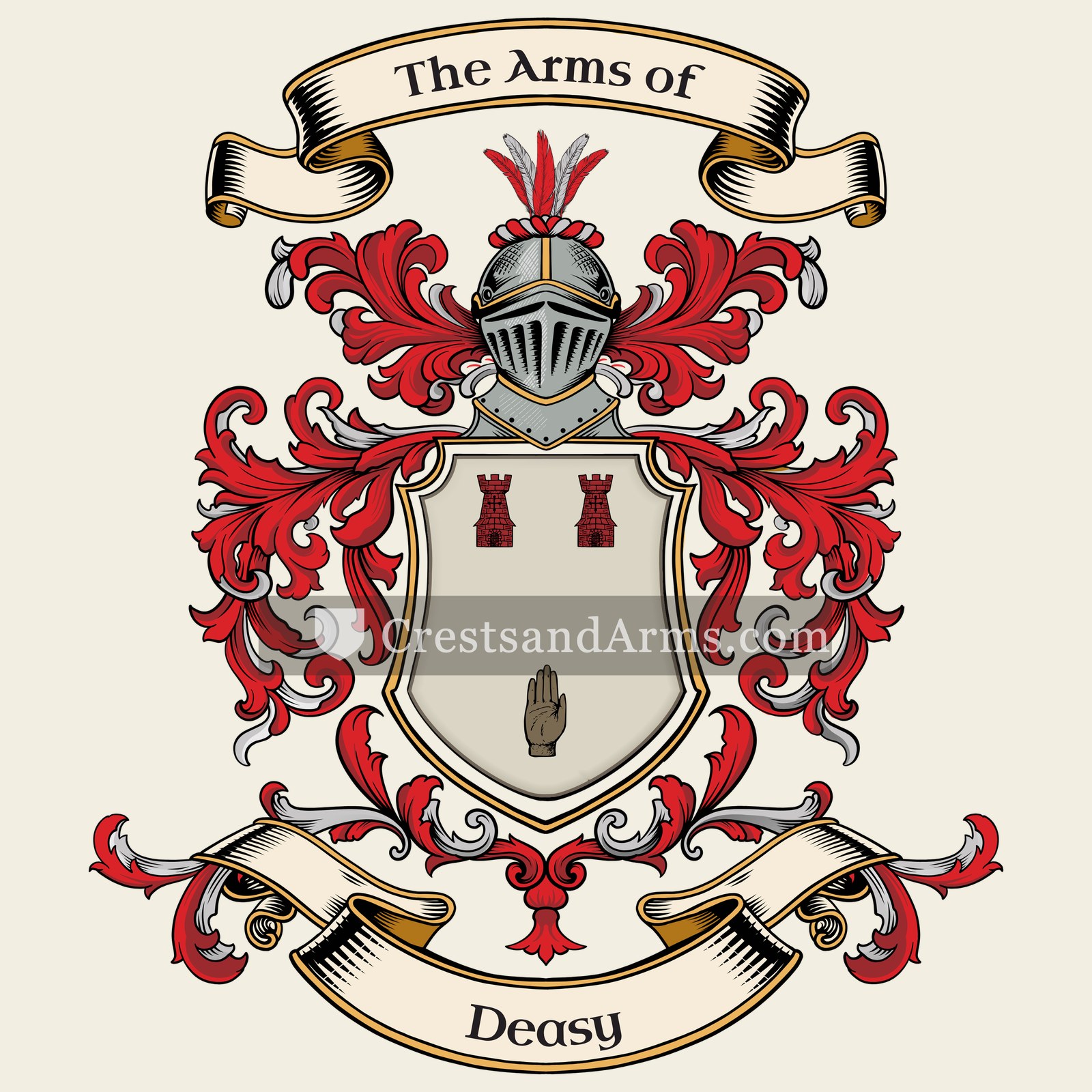 The Deasy coat of arms, drawn from the recorded blazon