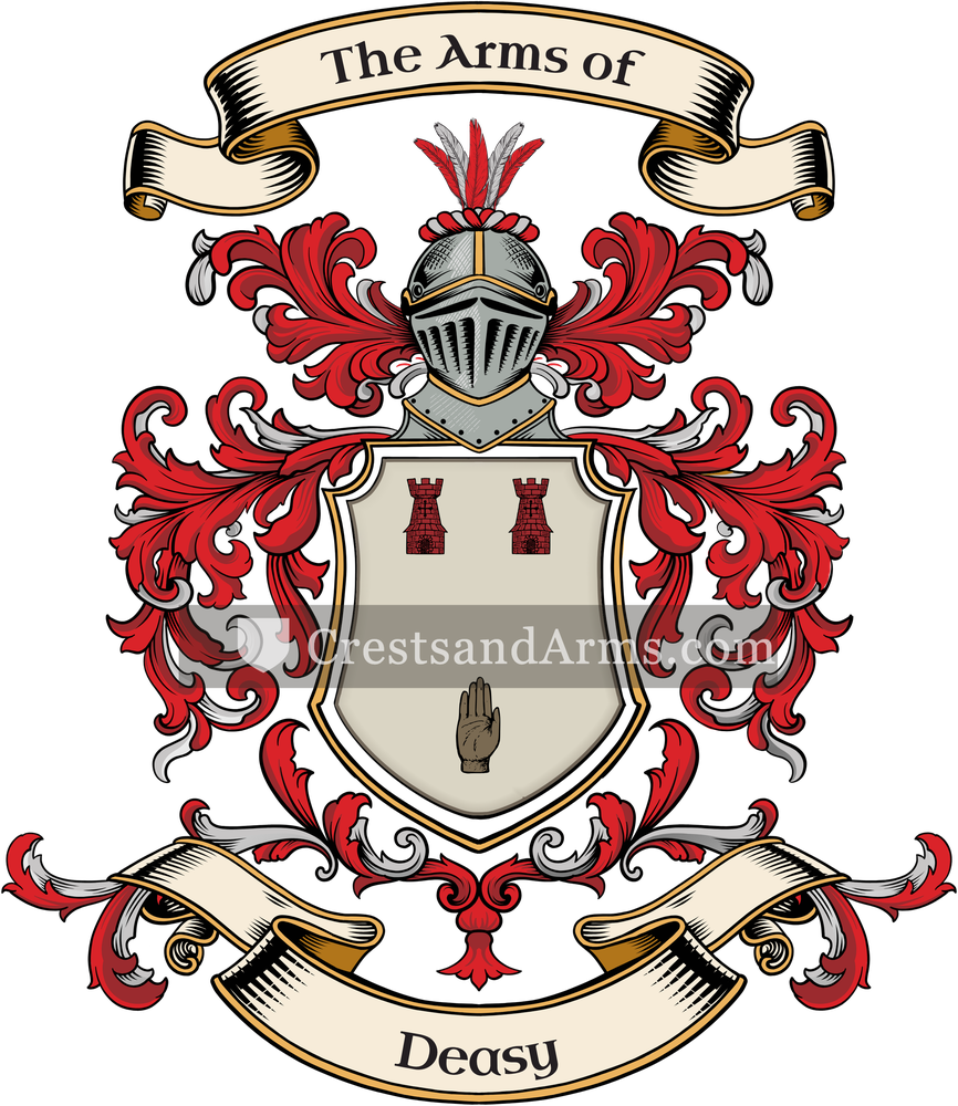 The Deasy coat of arms, drawn from the recorded blazon