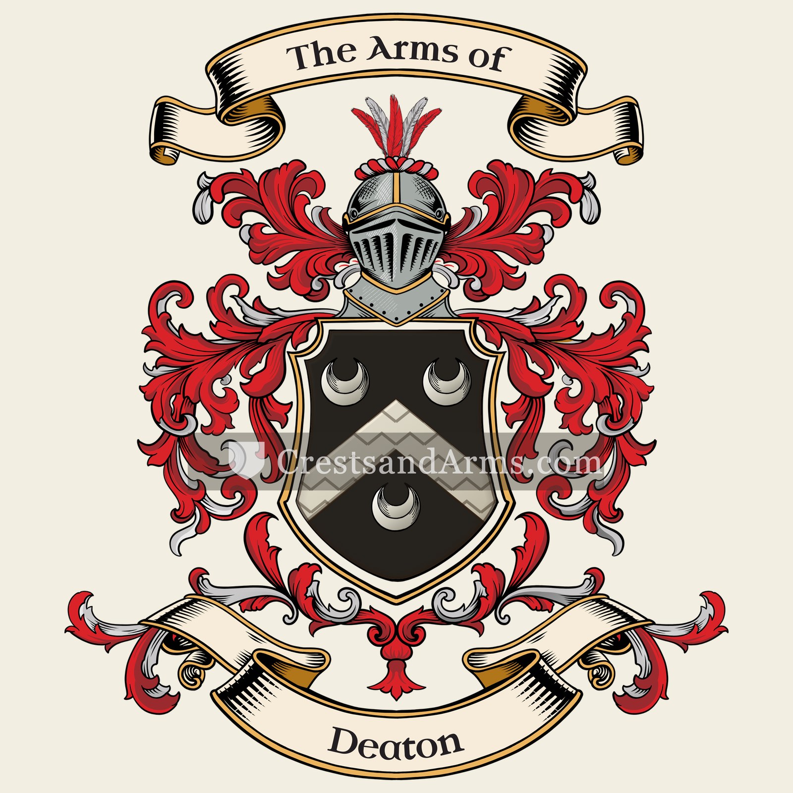 The Deaton coat of arms, drawn from the recorded blazon