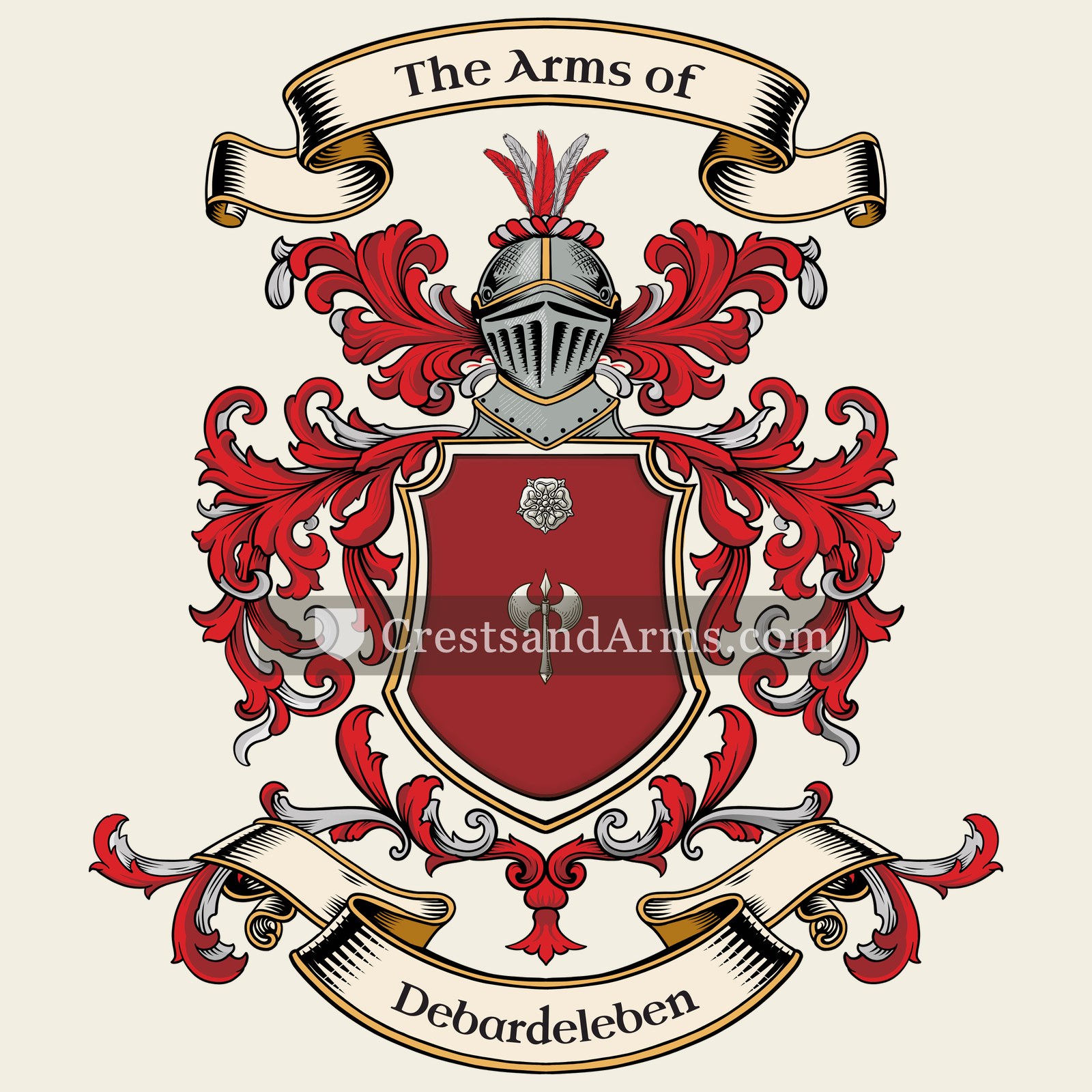The Debardeleben coat of arms, drawn from the recorded blazon