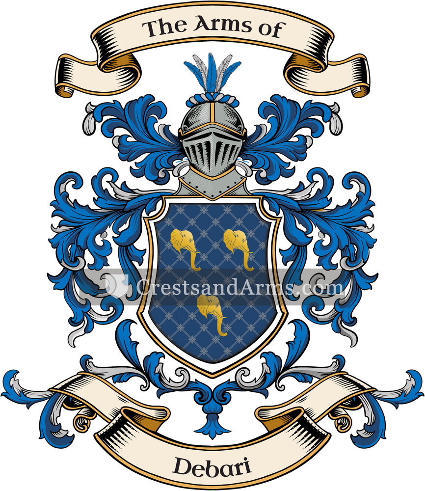 The Debari coat of arms, drawn from the recorded blazon