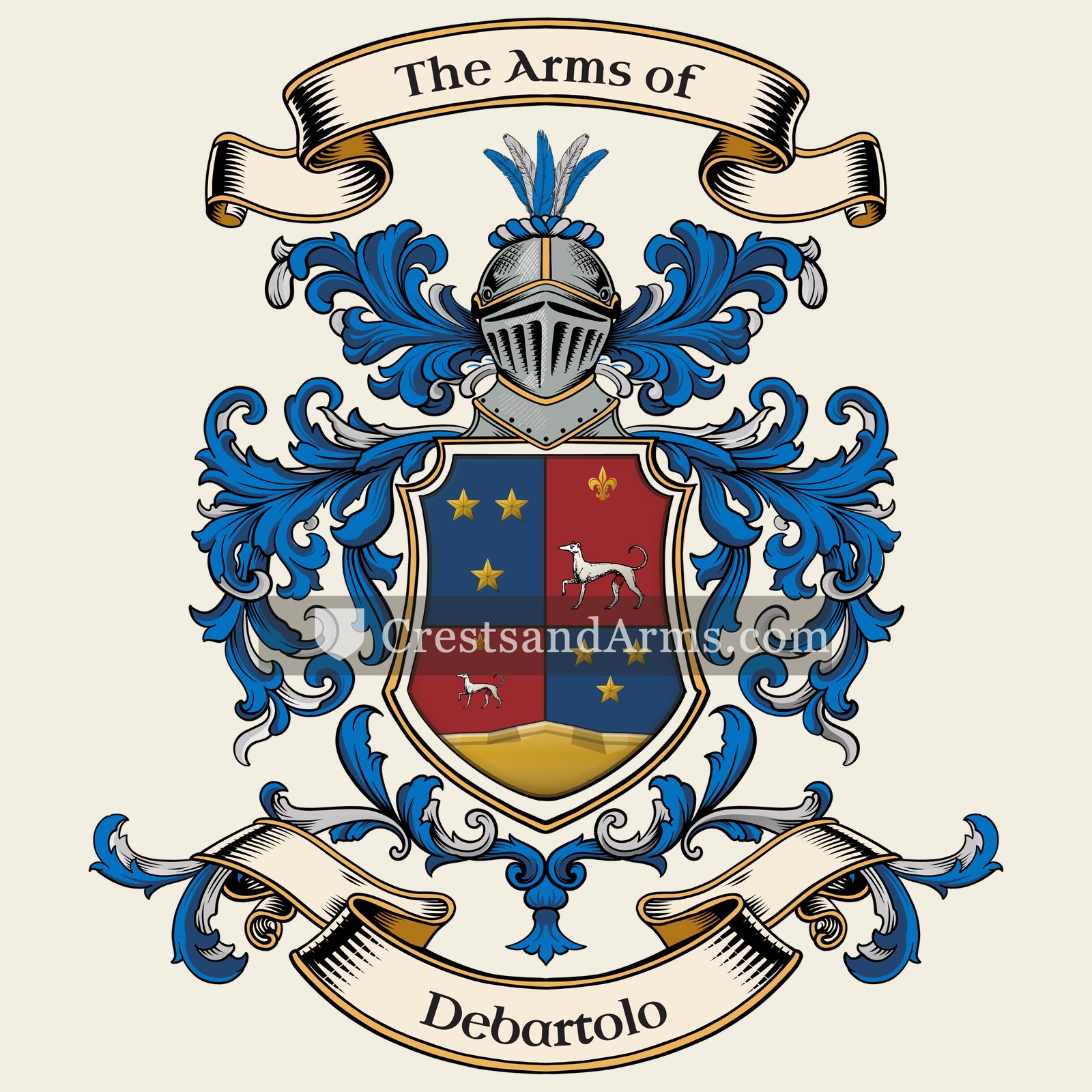 The Debartolo coat of arms, drawn from the recorded blazon