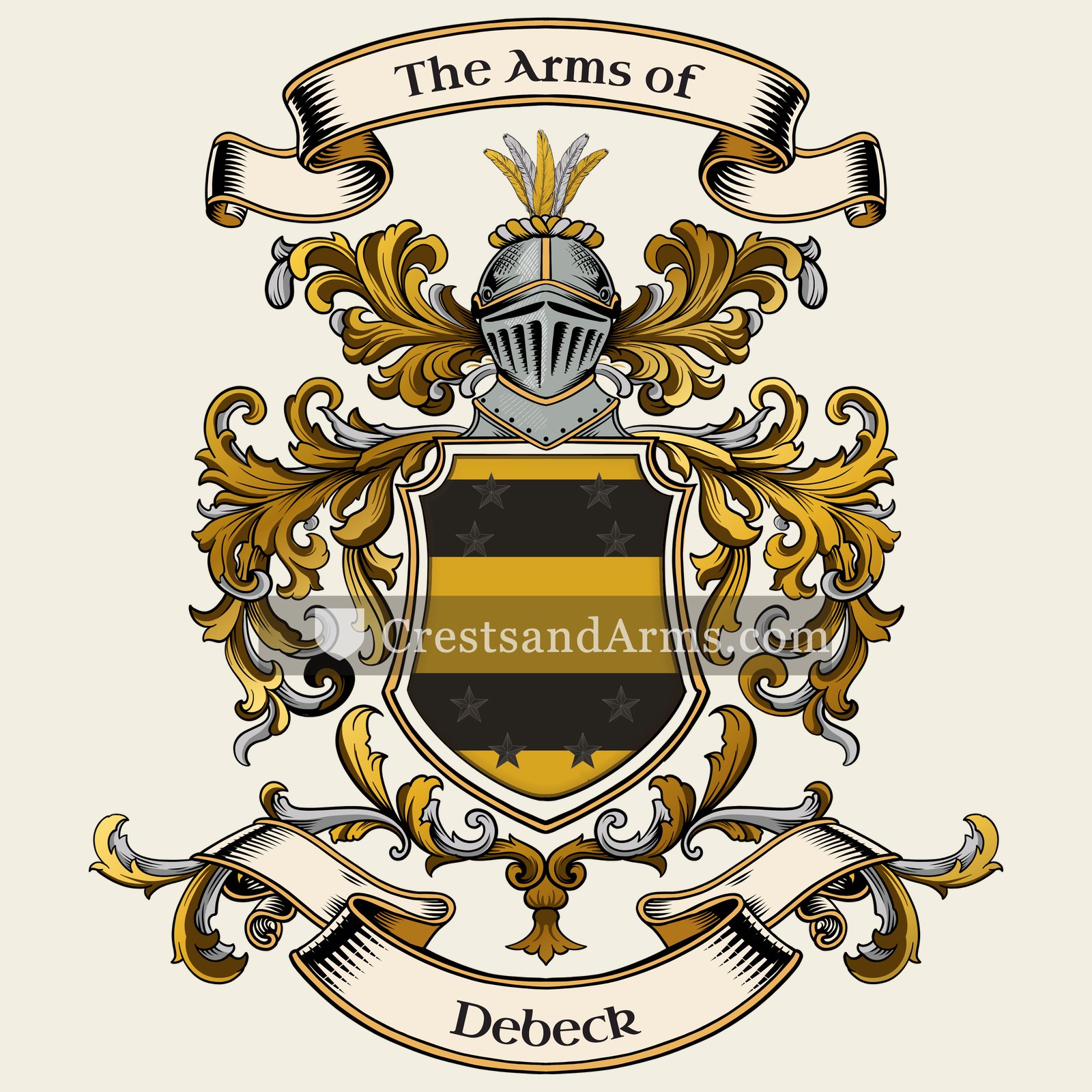 The Debeck coat of arms, drawn from the recorded blazon