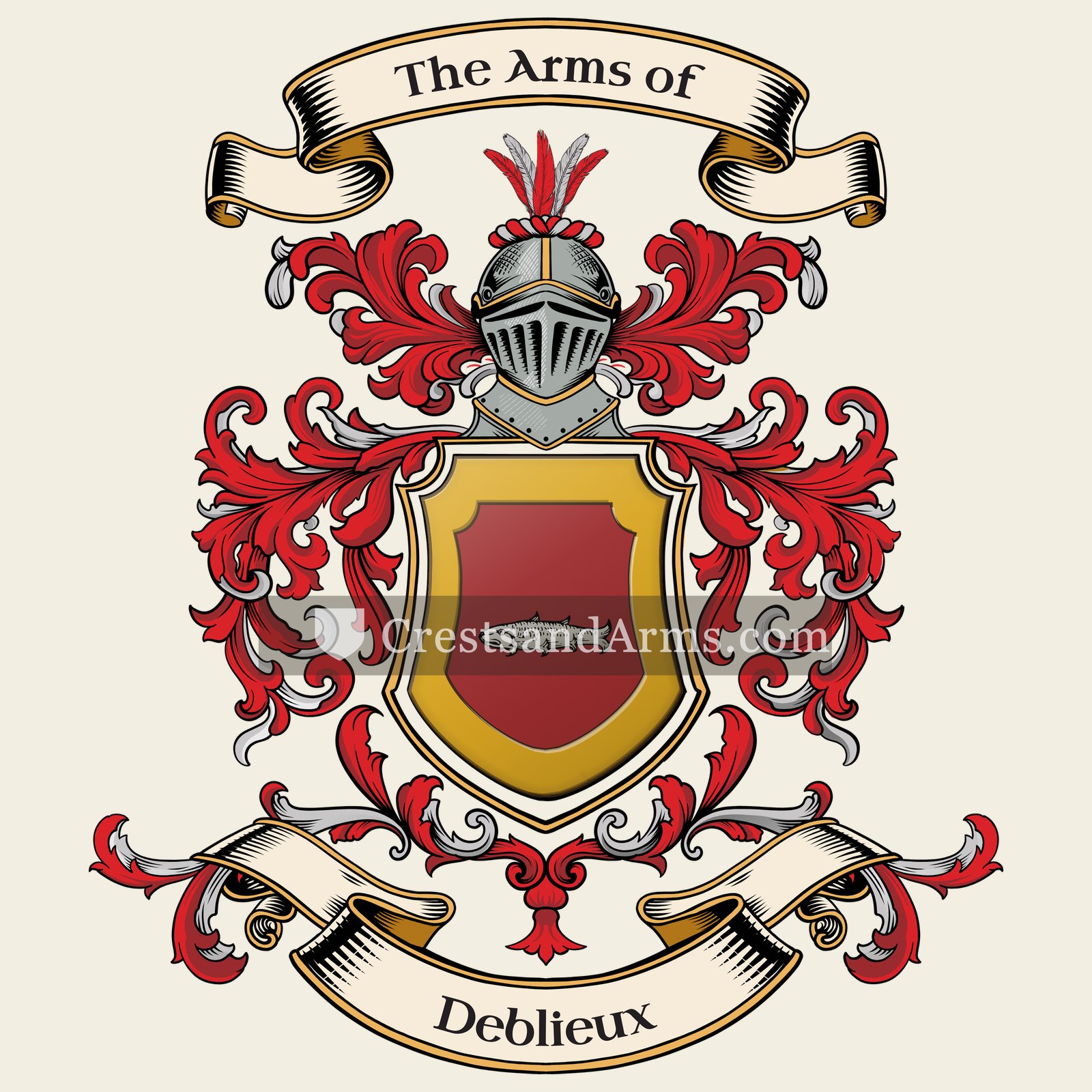 The Deblieux coat of arms, drawn from the recorded blazon