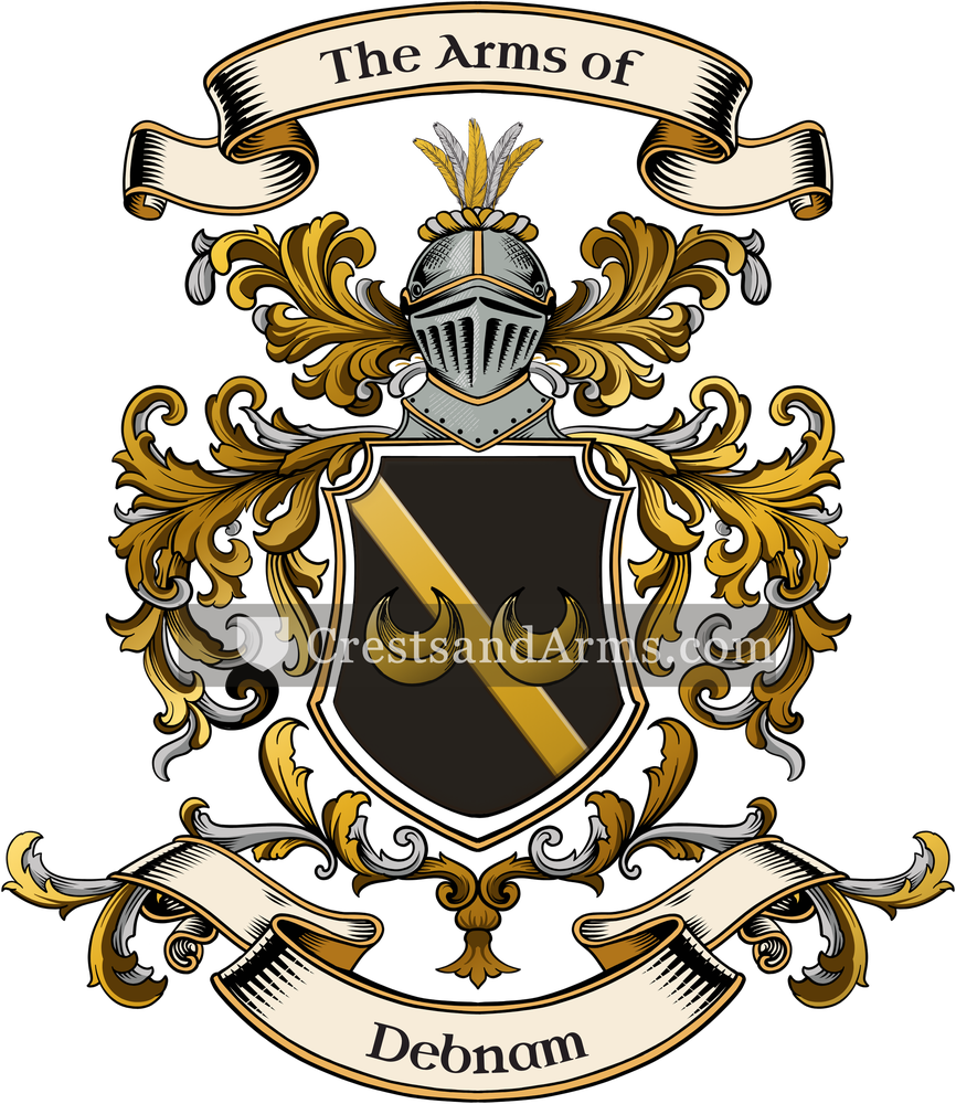 The Debnam coat of arms, drawn from the recorded blazon