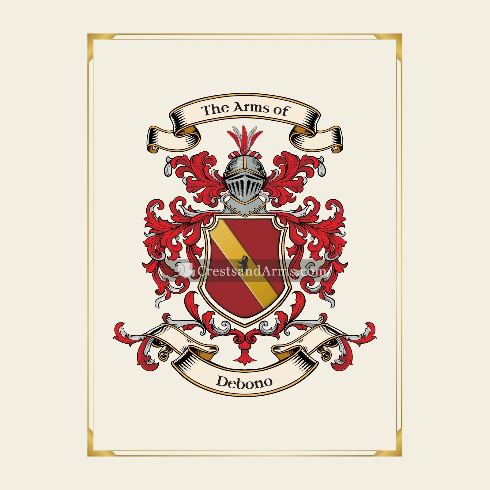 With gold border