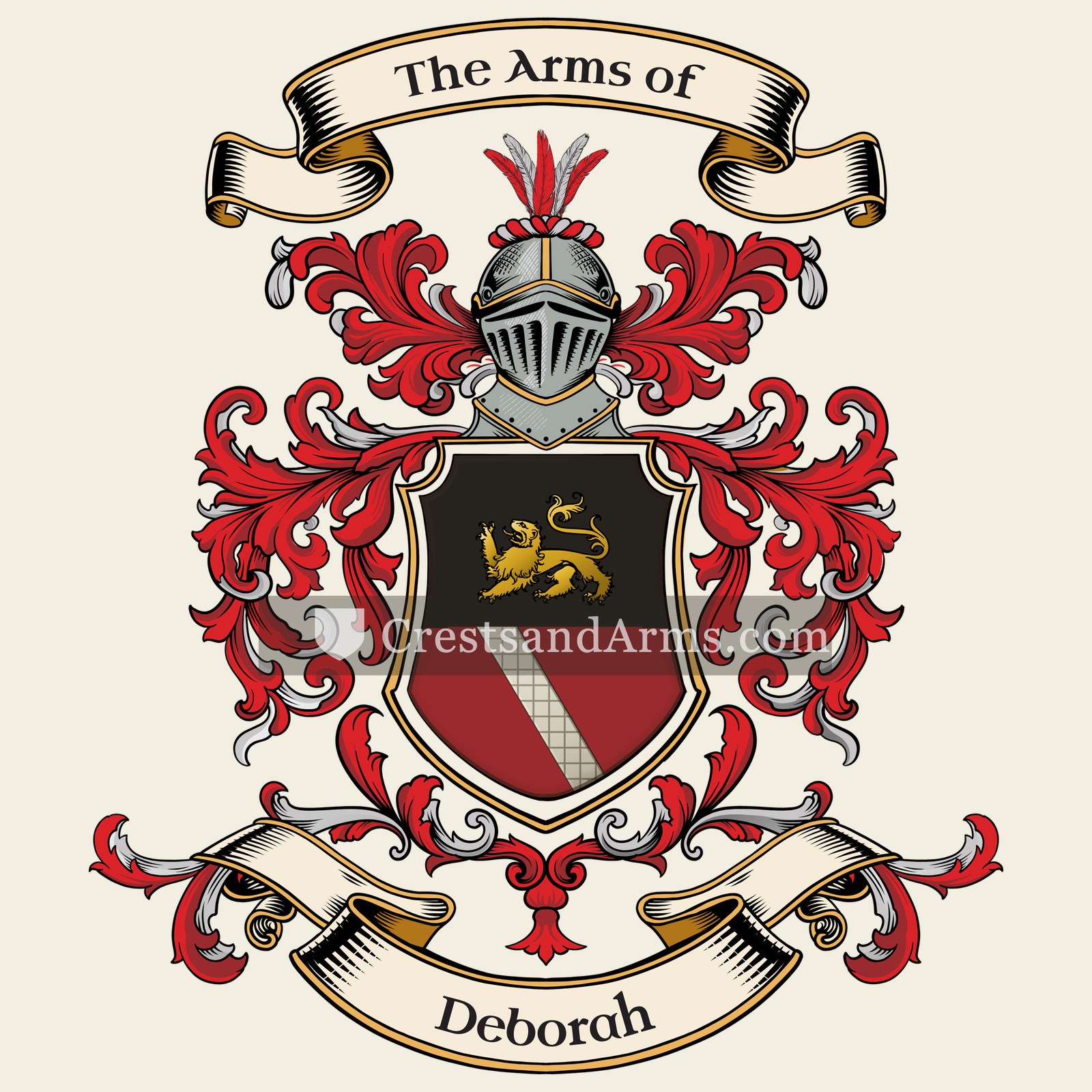 The Deborah coat of arms, drawn from the recorded blazon