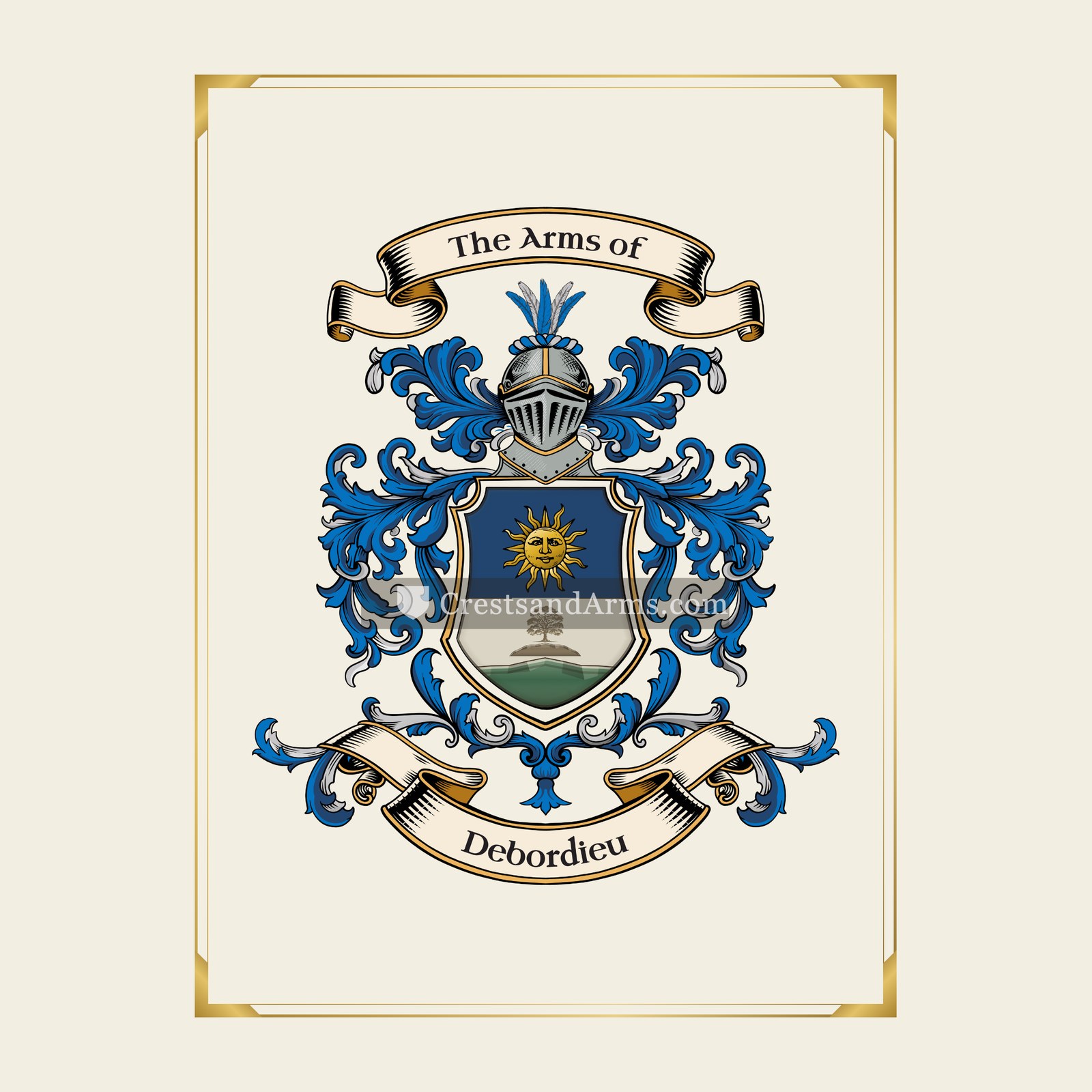 With gold border