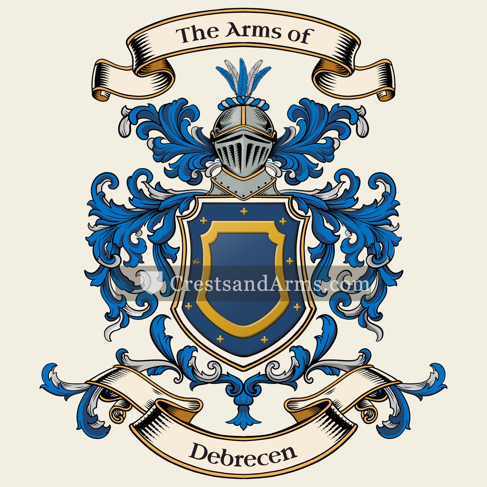 The Debrecen coat of arms, drawn from the recorded blazon