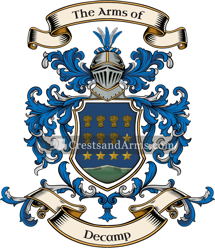 The Decamp coat of arms, drawn from the recorded blazon