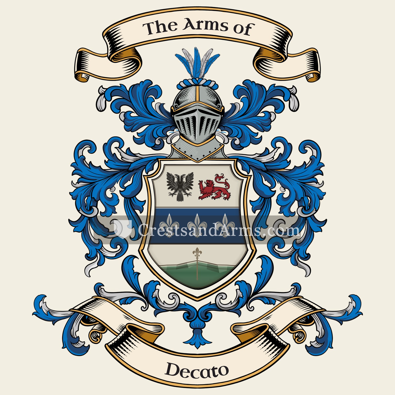 The Decato coat of arms, drawn from the recorded blazon
