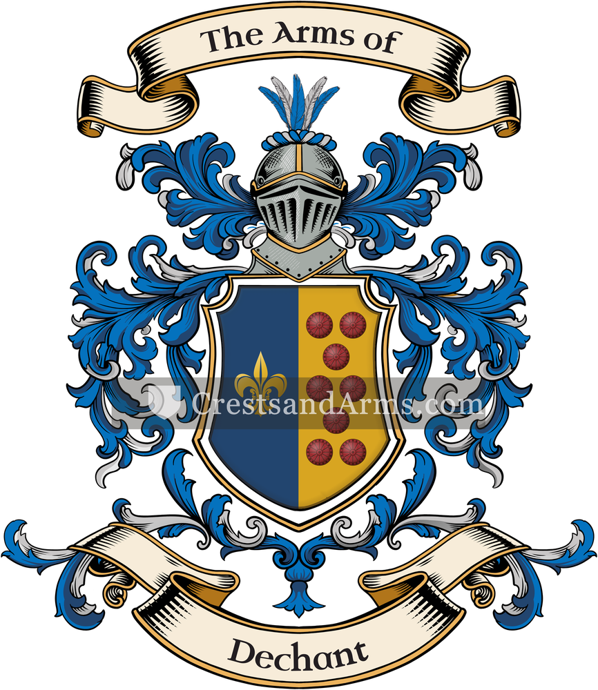 The Dechant coat of arms, drawn from the recorded blazon