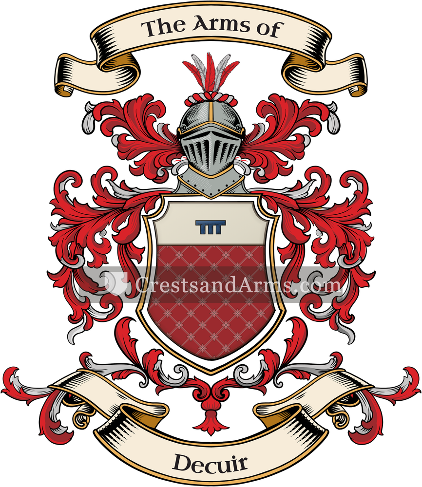 The Decuir coat of arms, drawn from the recorded blazon