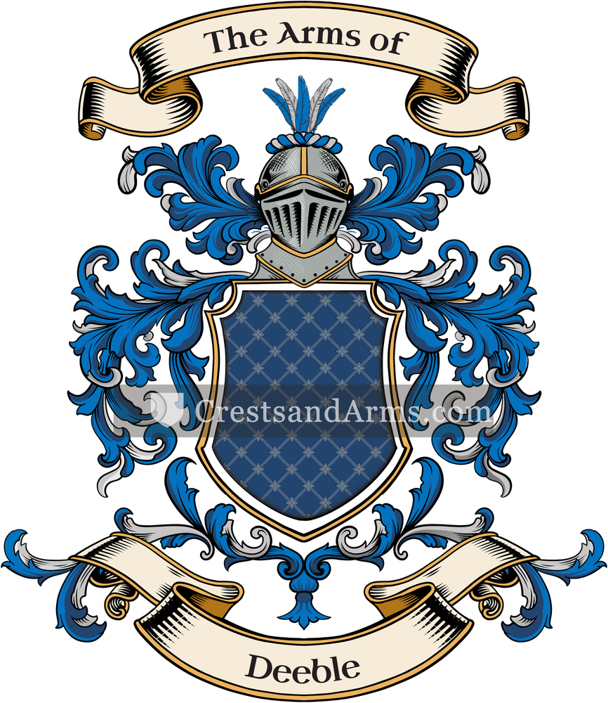 The Deeble coat of arms, drawn from the recorded blazon