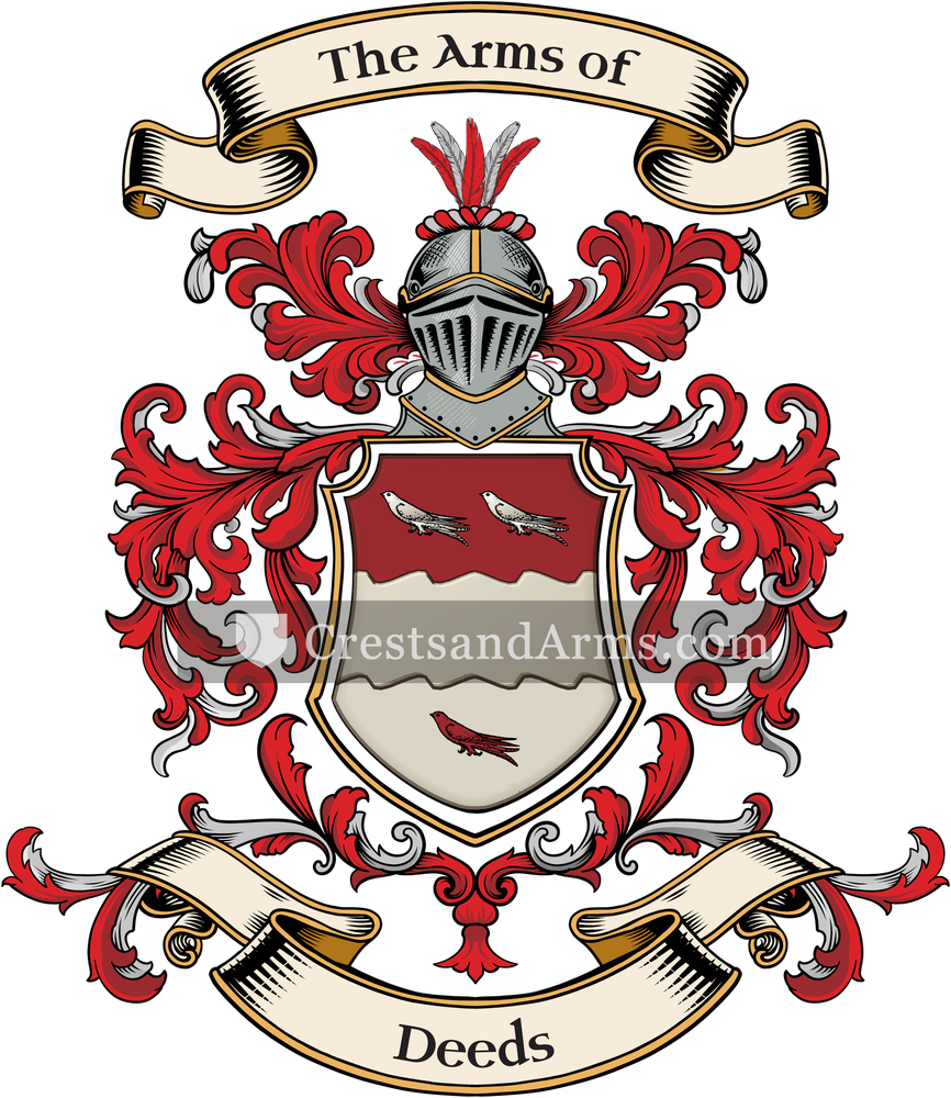 The Deeds coat of arms, drawn from the recorded blazon