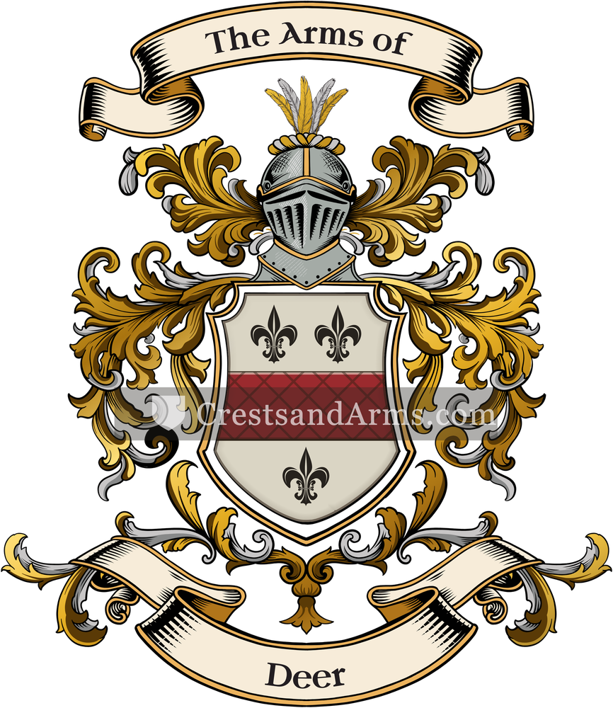 The Deer coat of arms, drawn from the recorded blazon