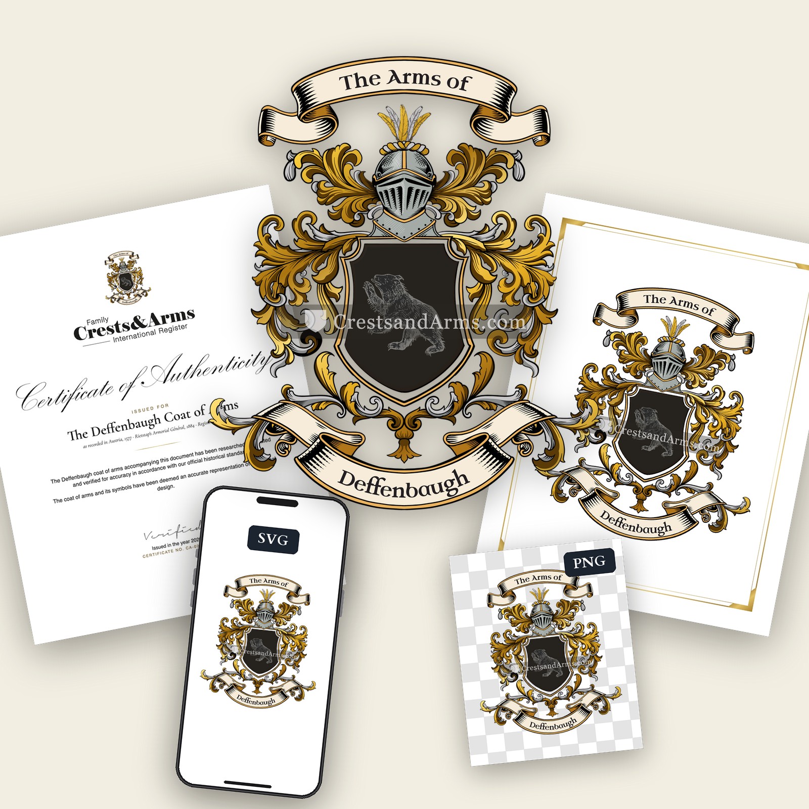 The Deffenbaugh arms on the coat of arms — digital pack
