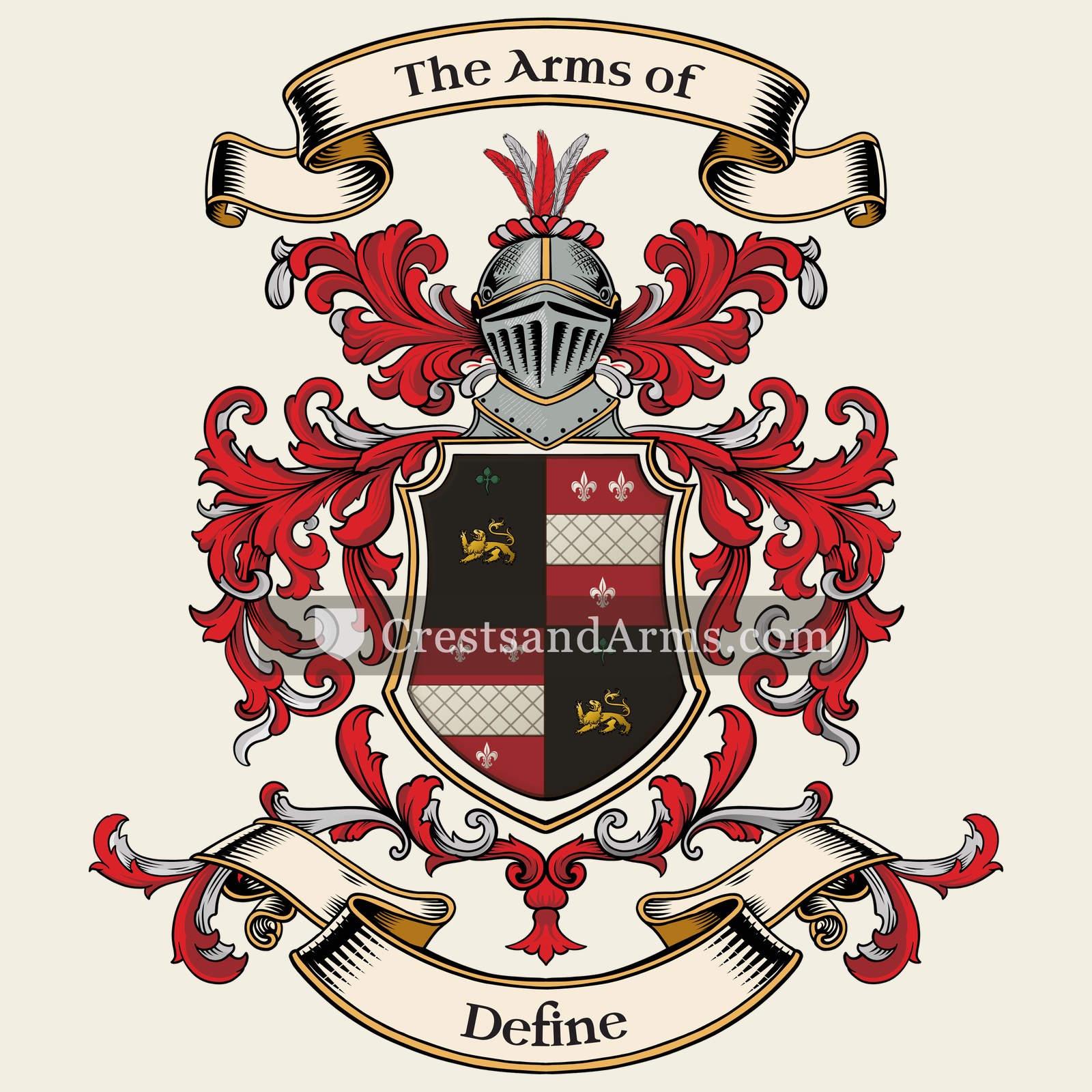 The Define coat of arms, drawn from the recorded blazon