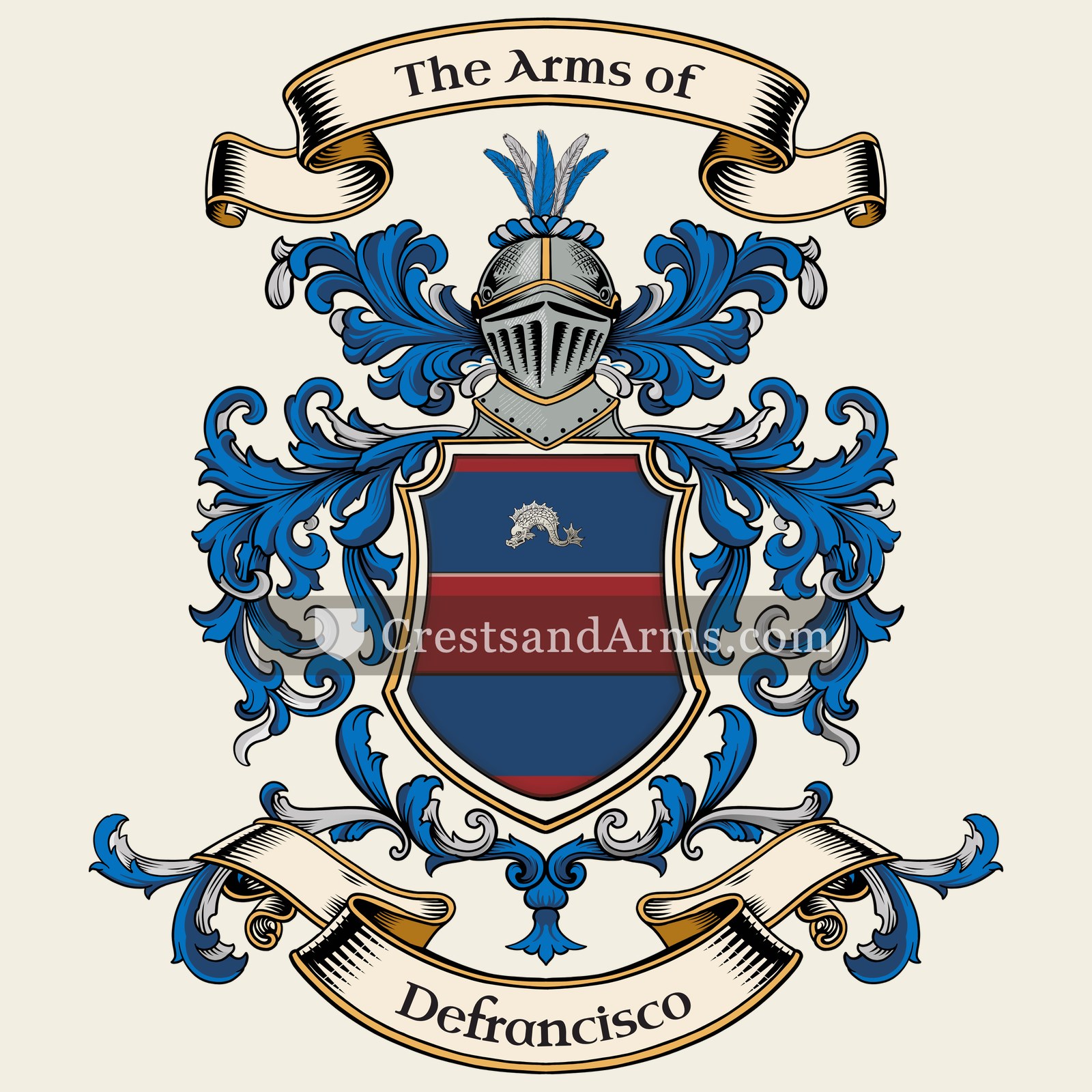 The Defrancisco coat of arms, drawn from the recorded blazon