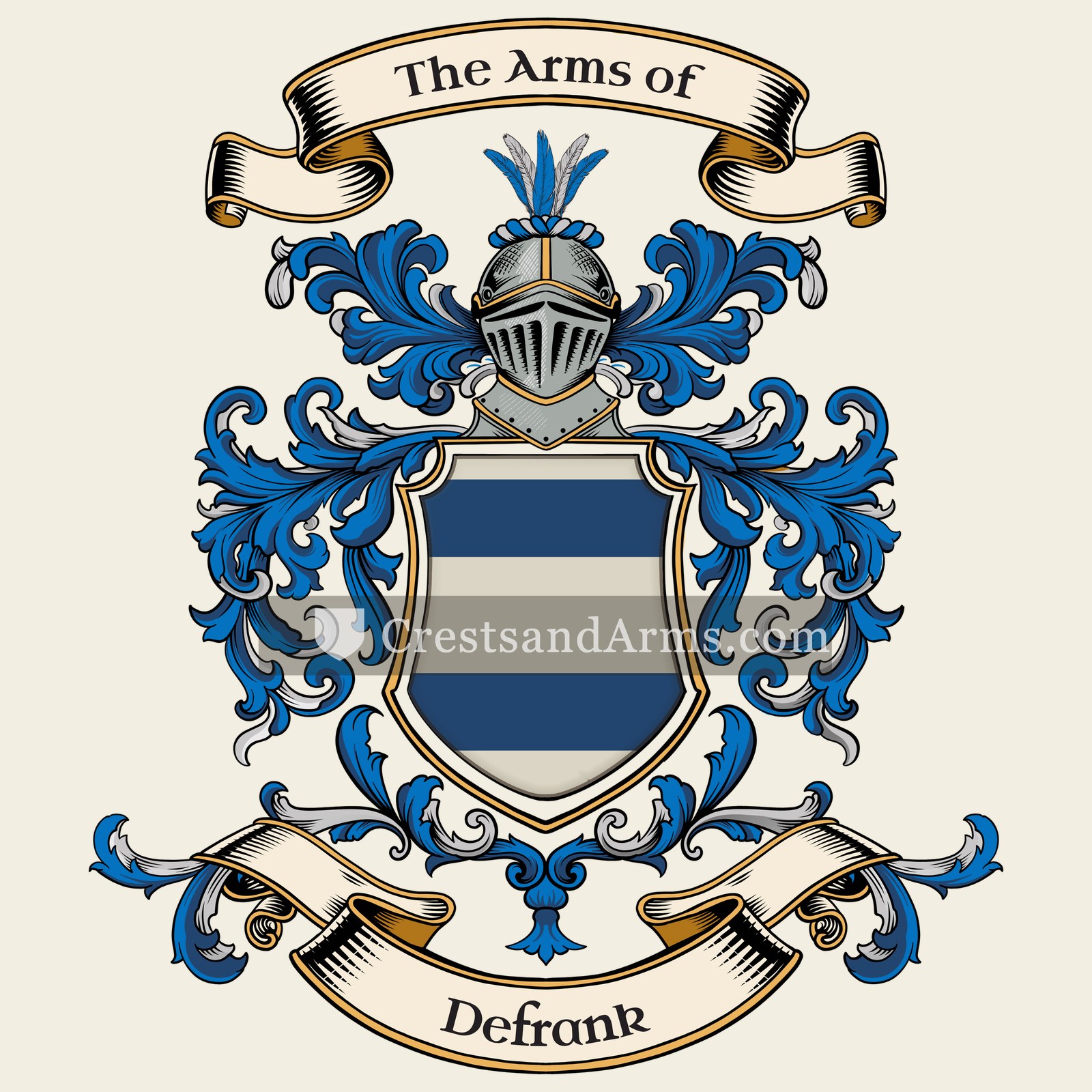The Defrank coat of arms, drawn from the recorded blazon