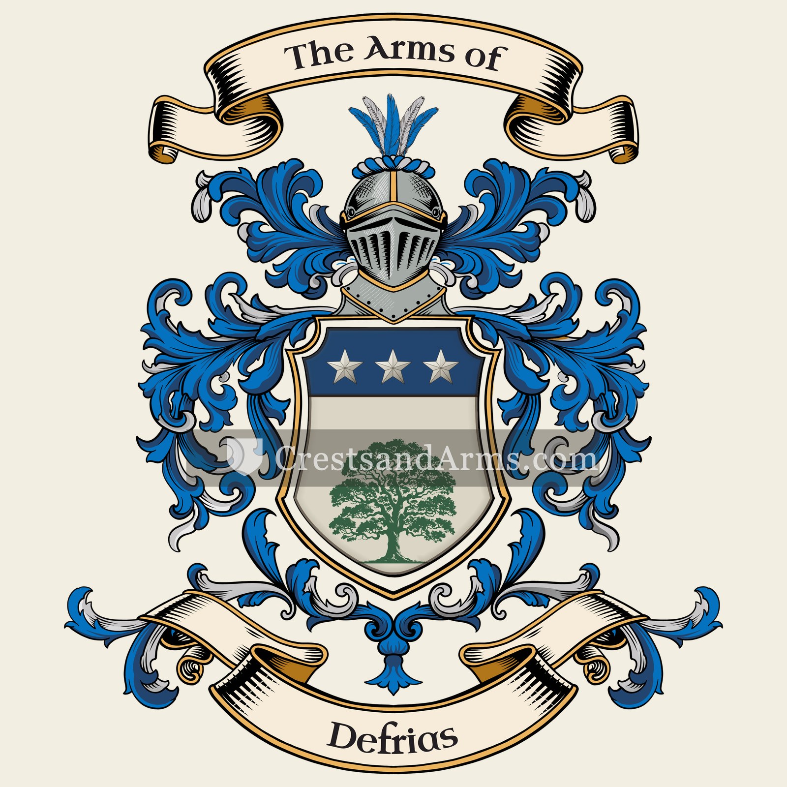 The Defrias coat of arms, drawn from the recorded blazon