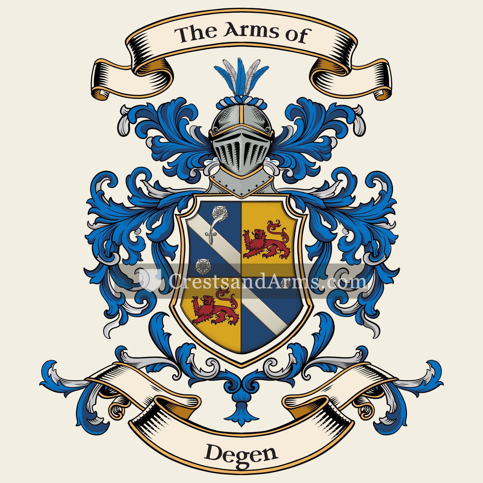 The Degen coat of arms, drawn from the recorded blazon