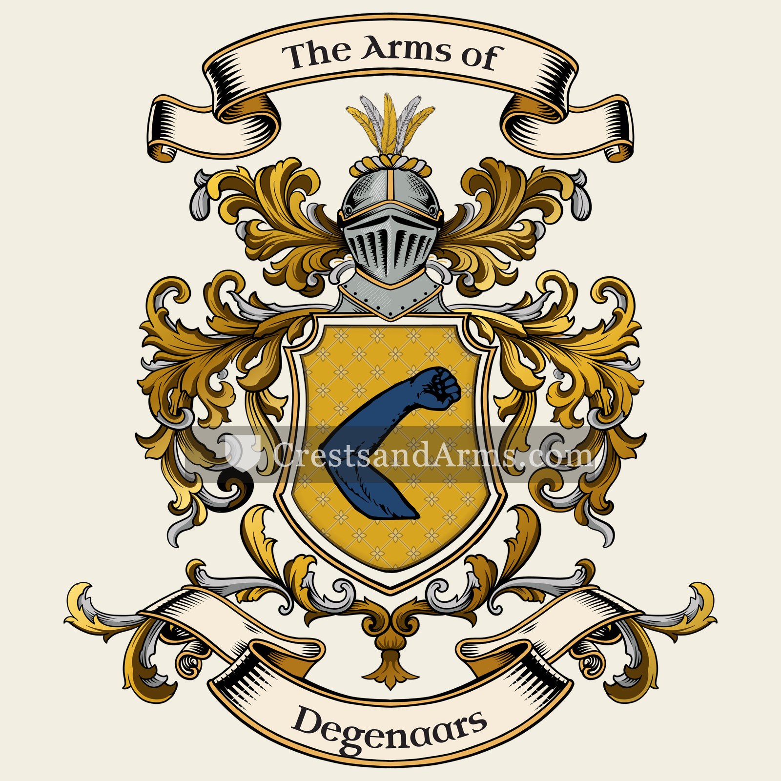 The Degenaars coat of arms, drawn from the recorded blazon
