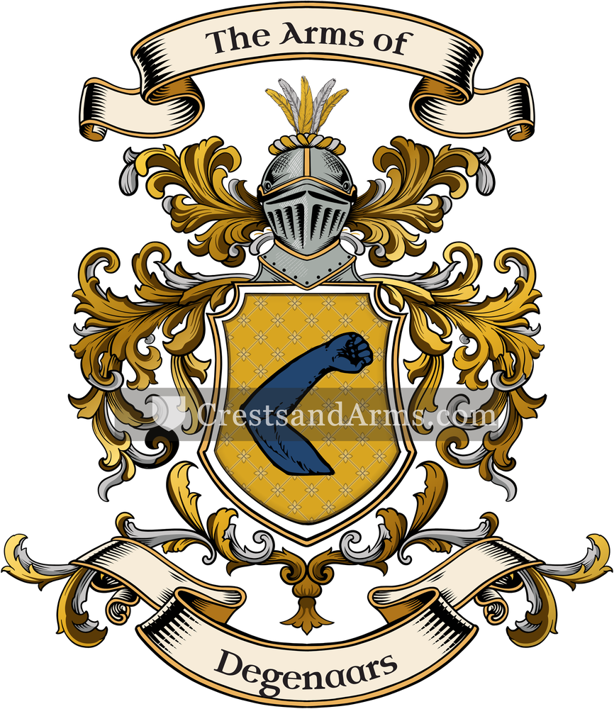 The Degenaars coat of arms, drawn from the recorded blazon
