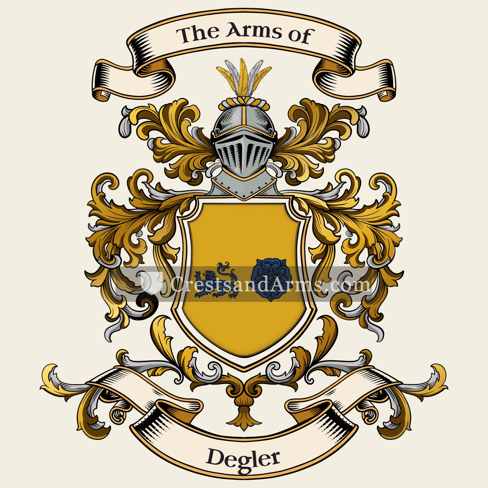 The Degler coat of arms, drawn from the recorded blazon