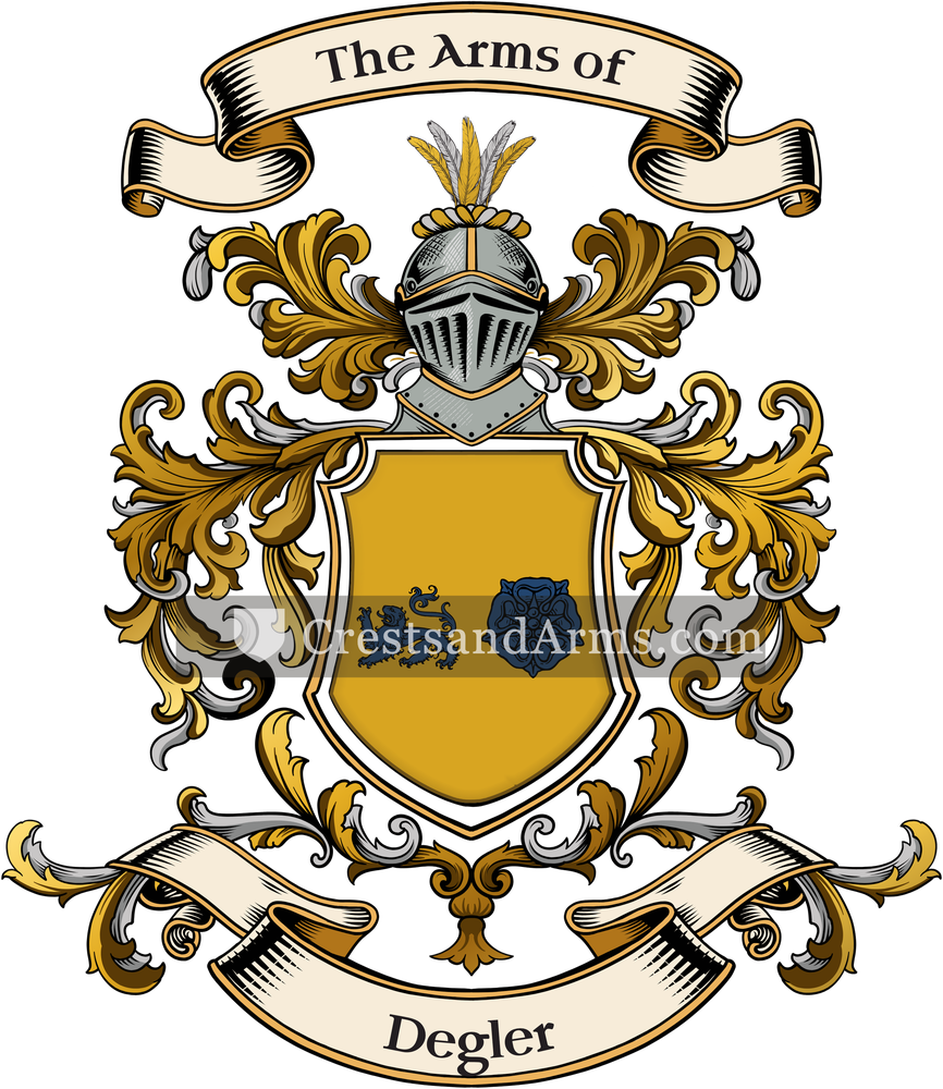 The Degler coat of arms, drawn from the recorded blazon