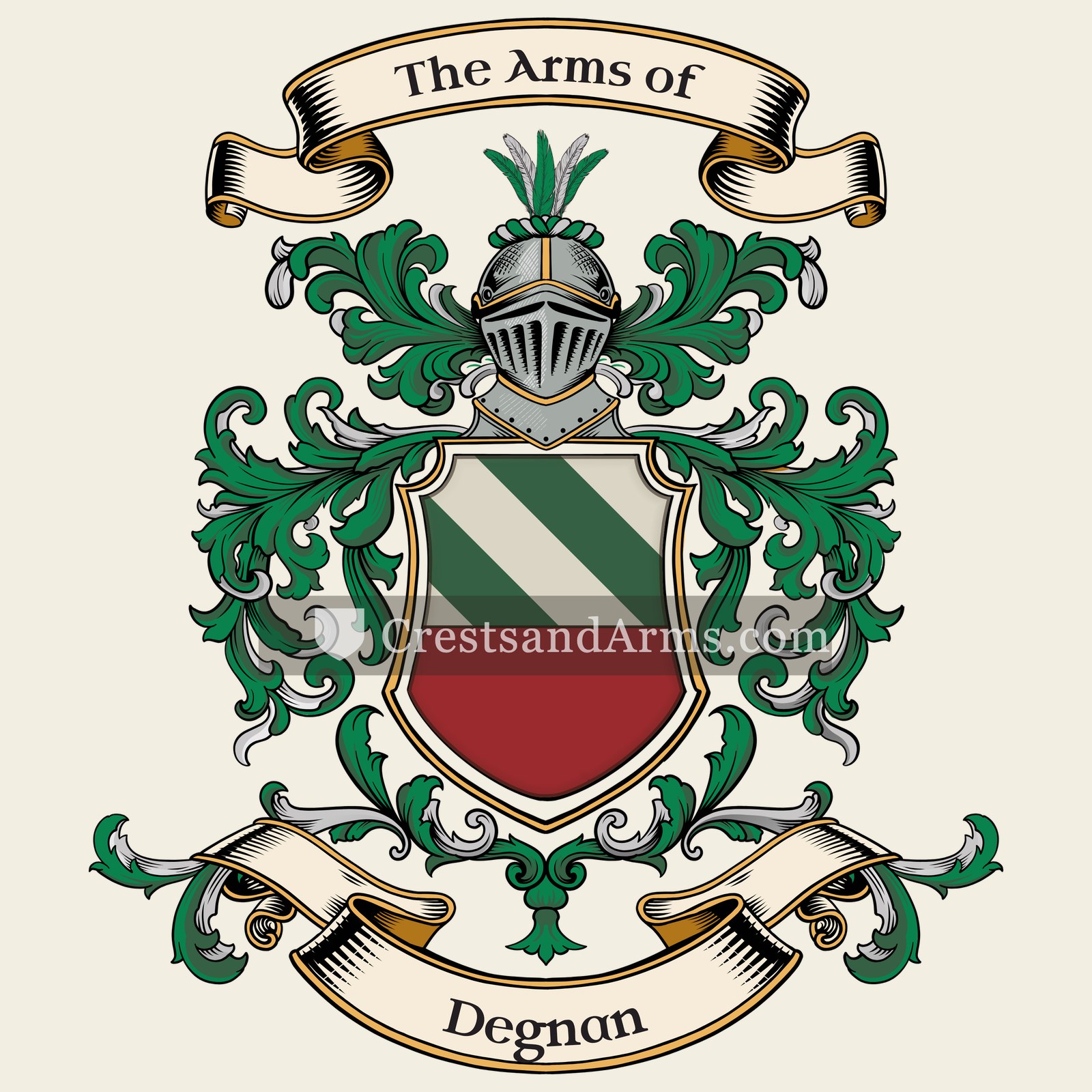 The Degnan coat of arms, drawn from the recorded blazon