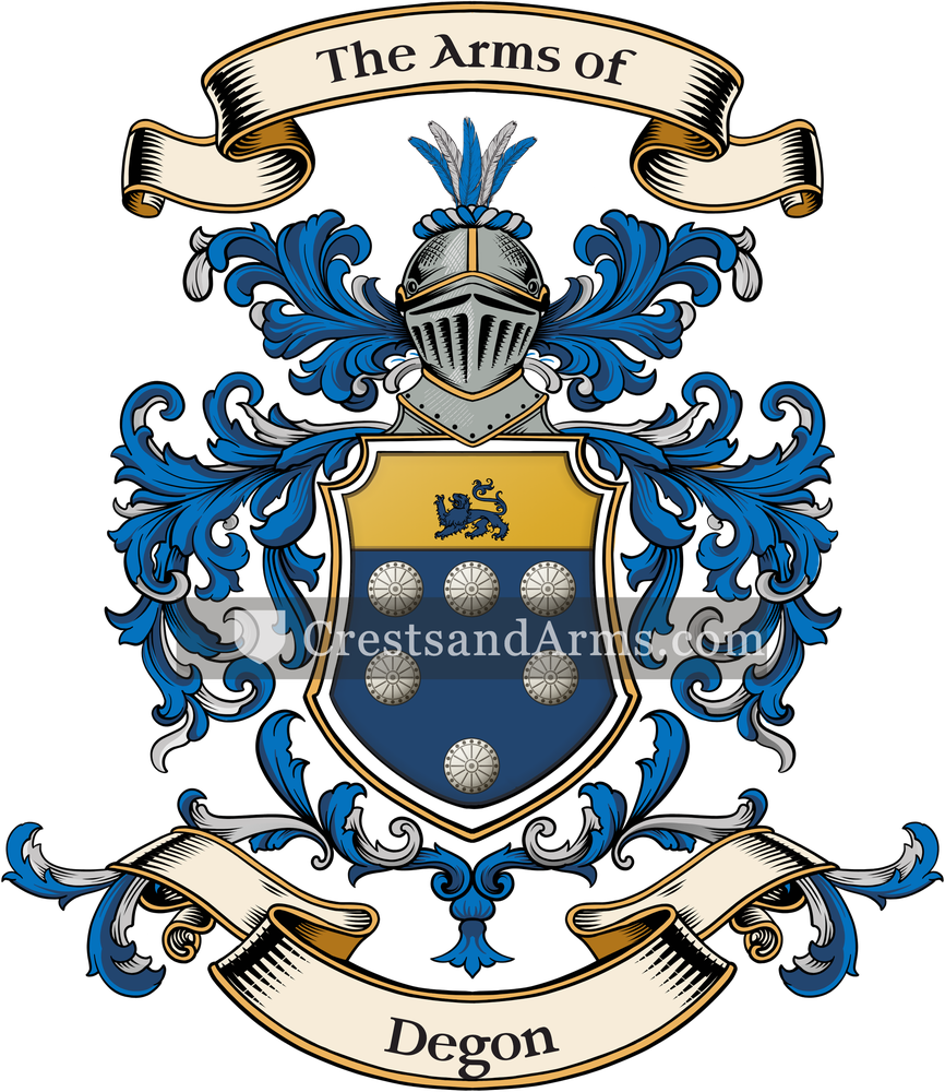 The Degon coat of arms, drawn from the recorded blazon